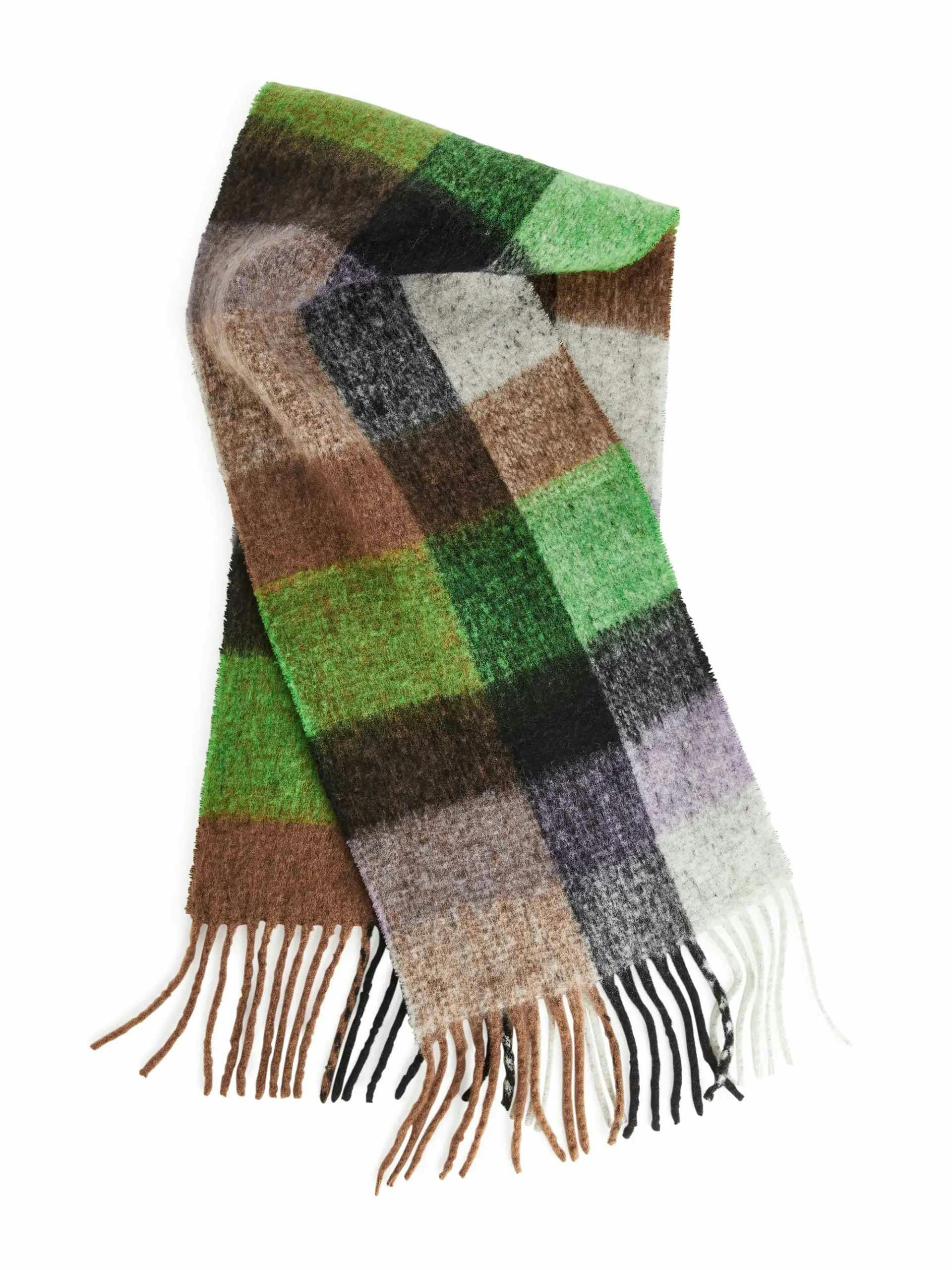 Check pattern wool scarf