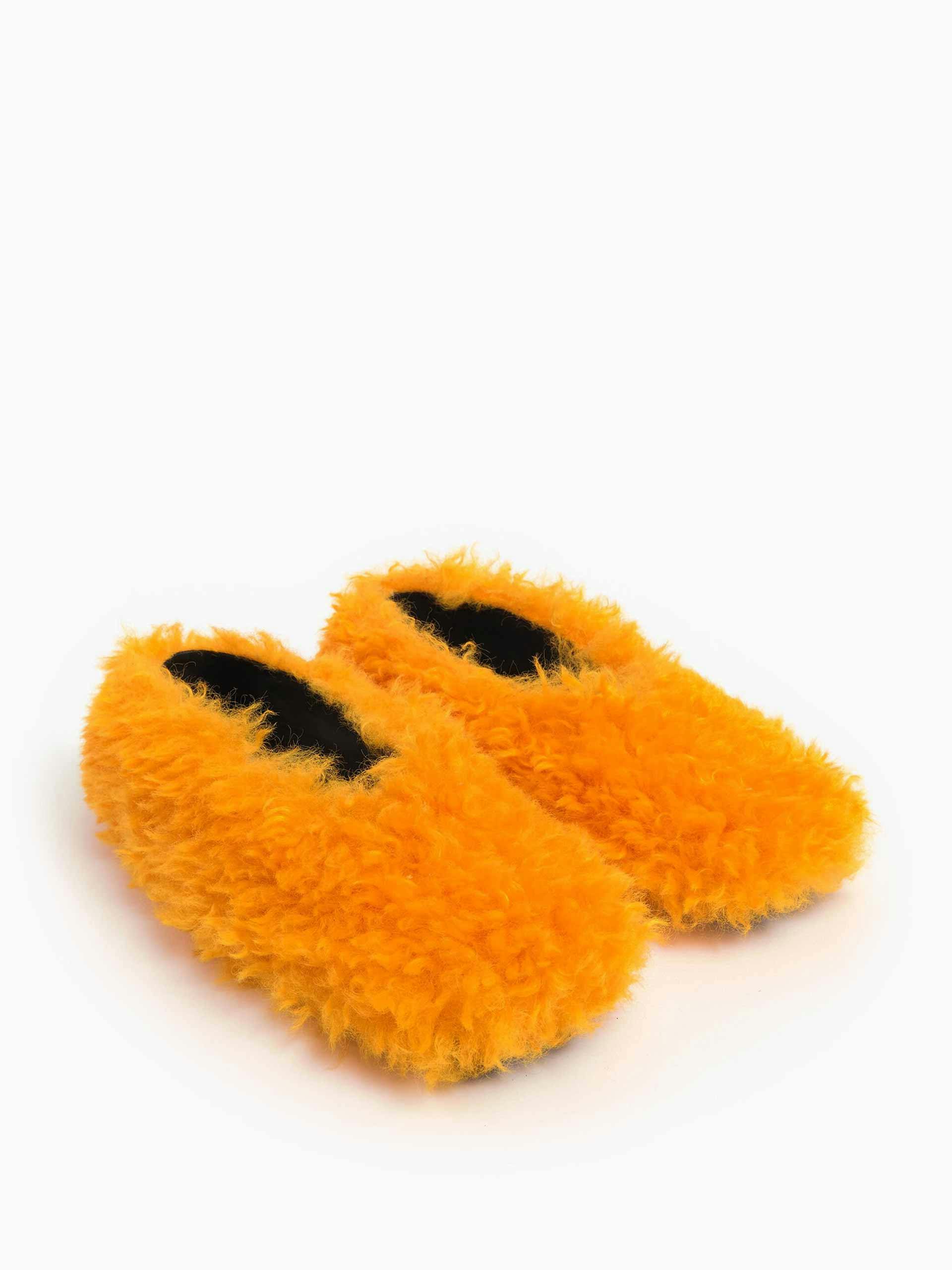 Orange fur shoes
