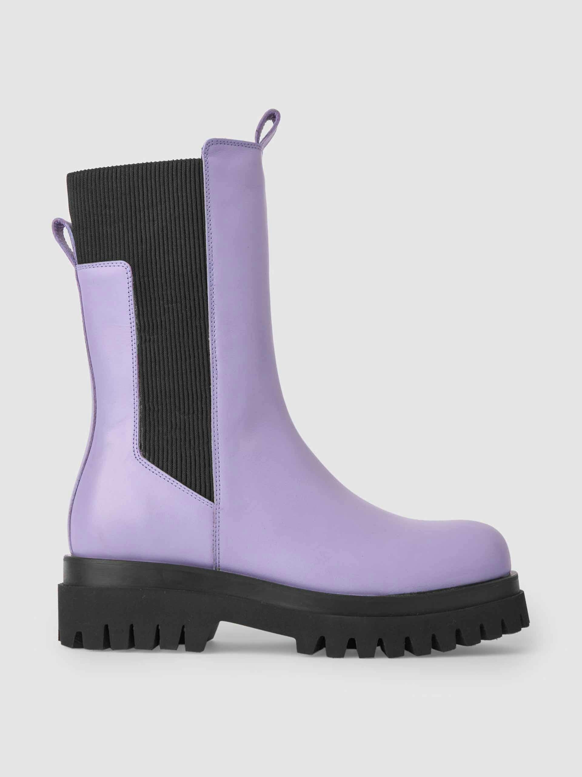 Chunky purple leather chelsea boots