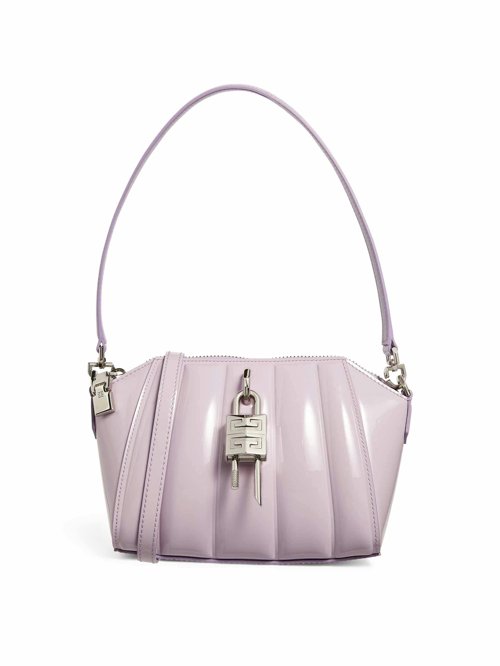 Lilac leather lock bag