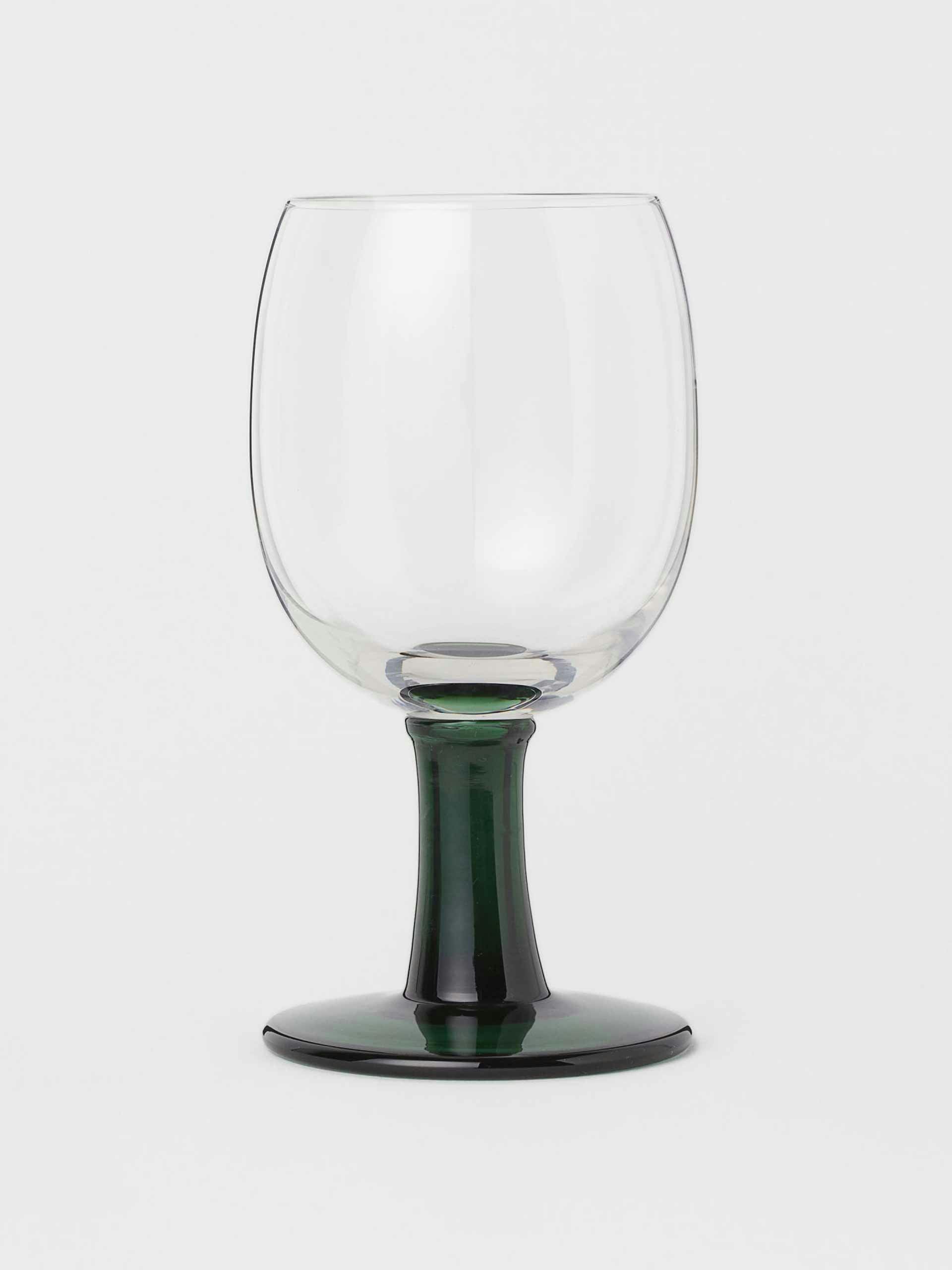 Dark green wine glass