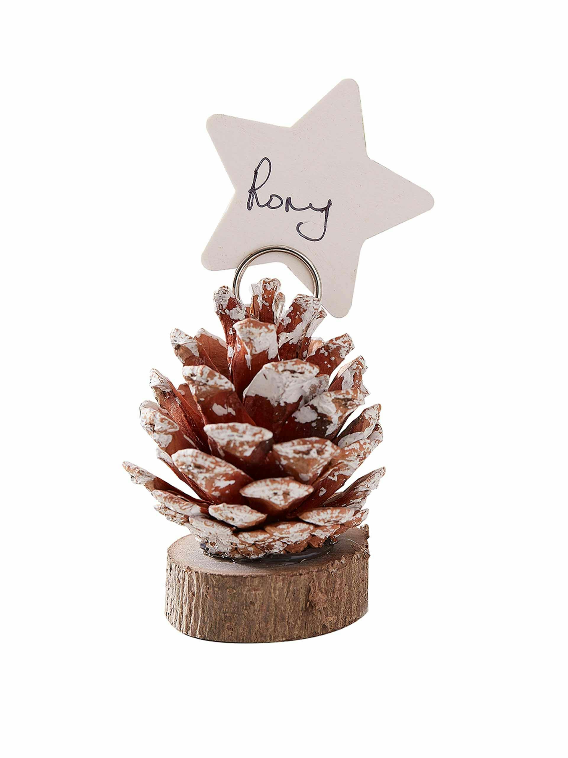 Christmas pine cone place card holder