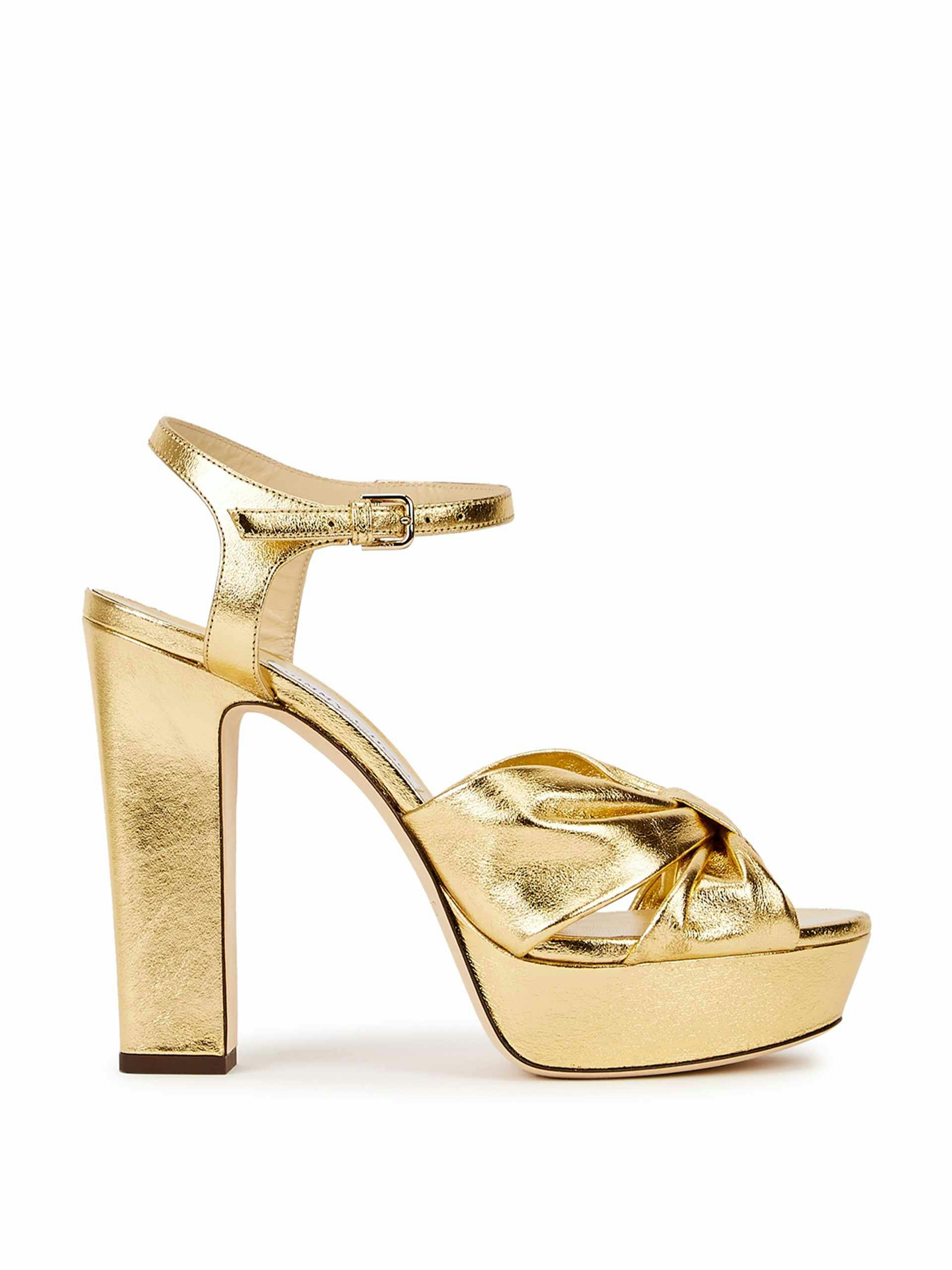 Gold leather platform heels