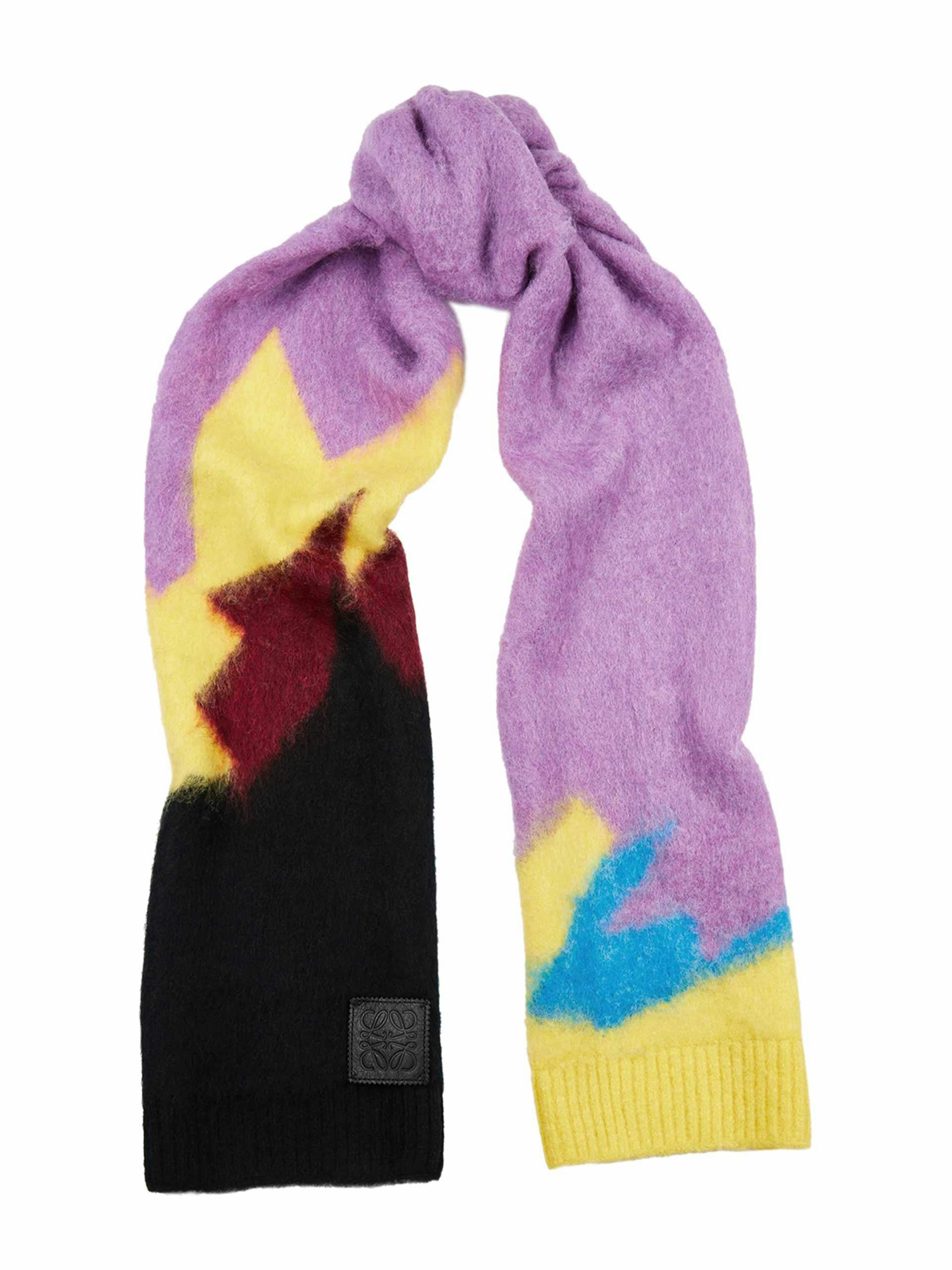 Colour-block knitted scarf