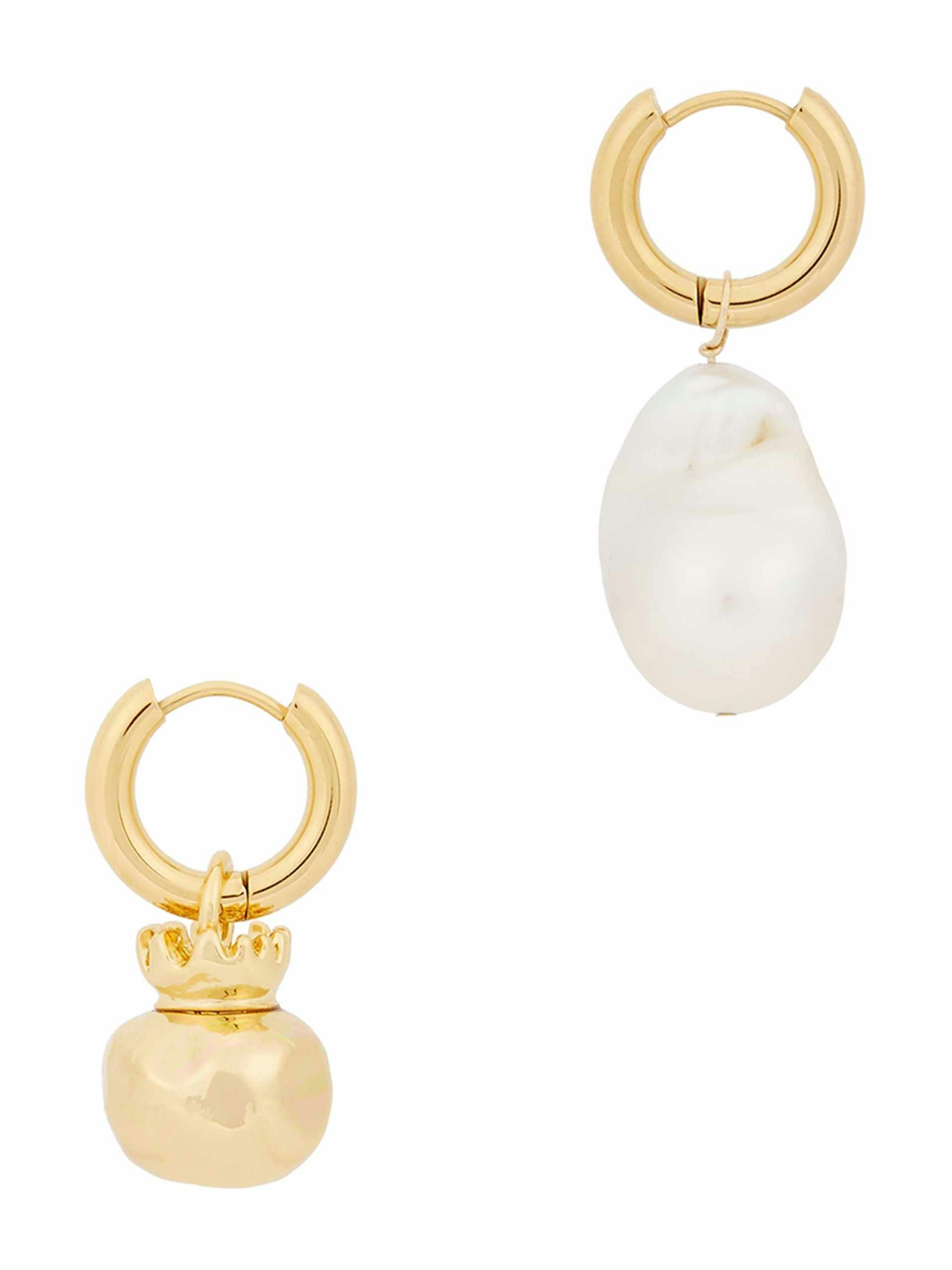 Pomegranate and pearl gold-plated hoop earrings