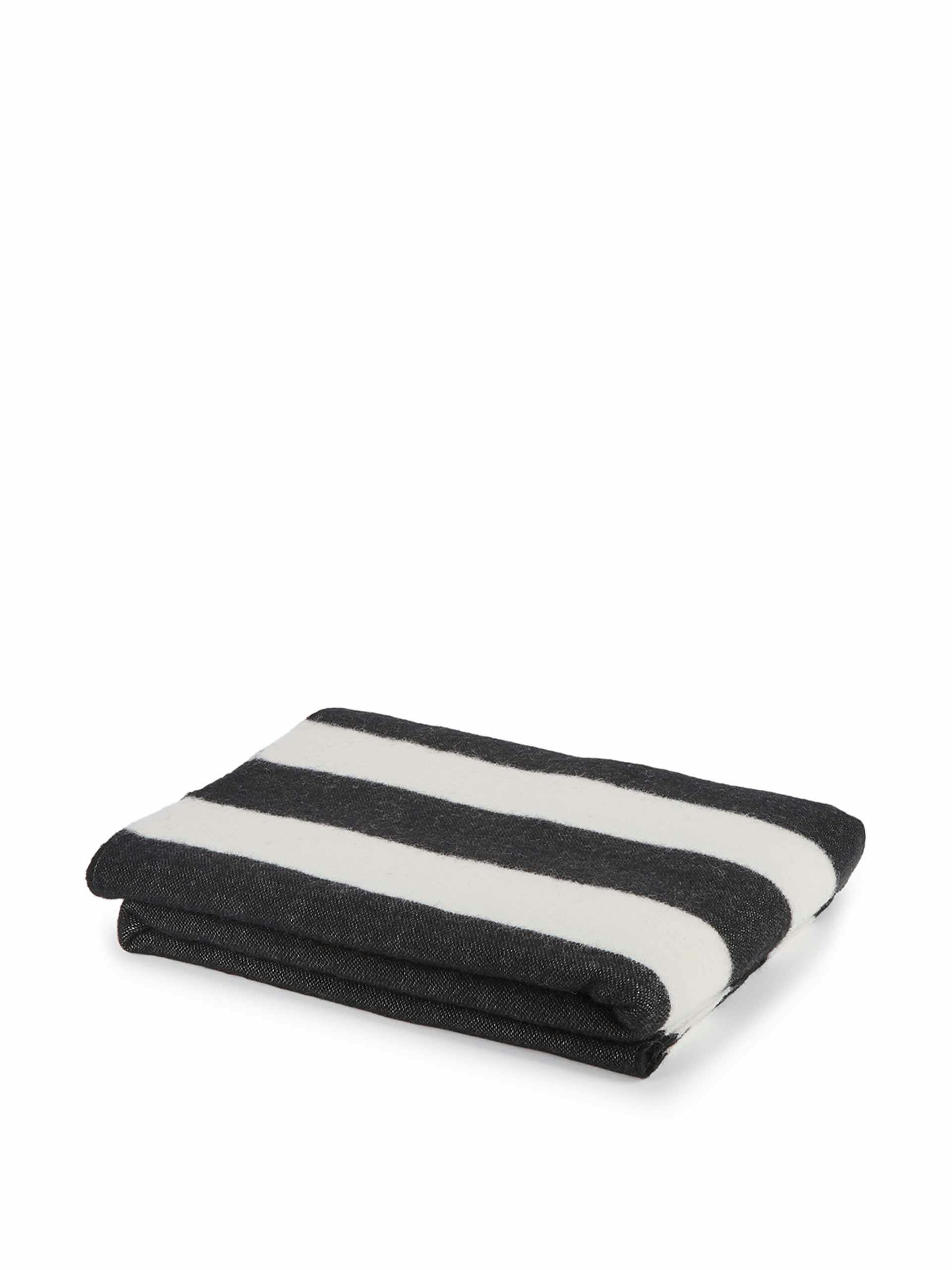 Monochrome striped wool blanket