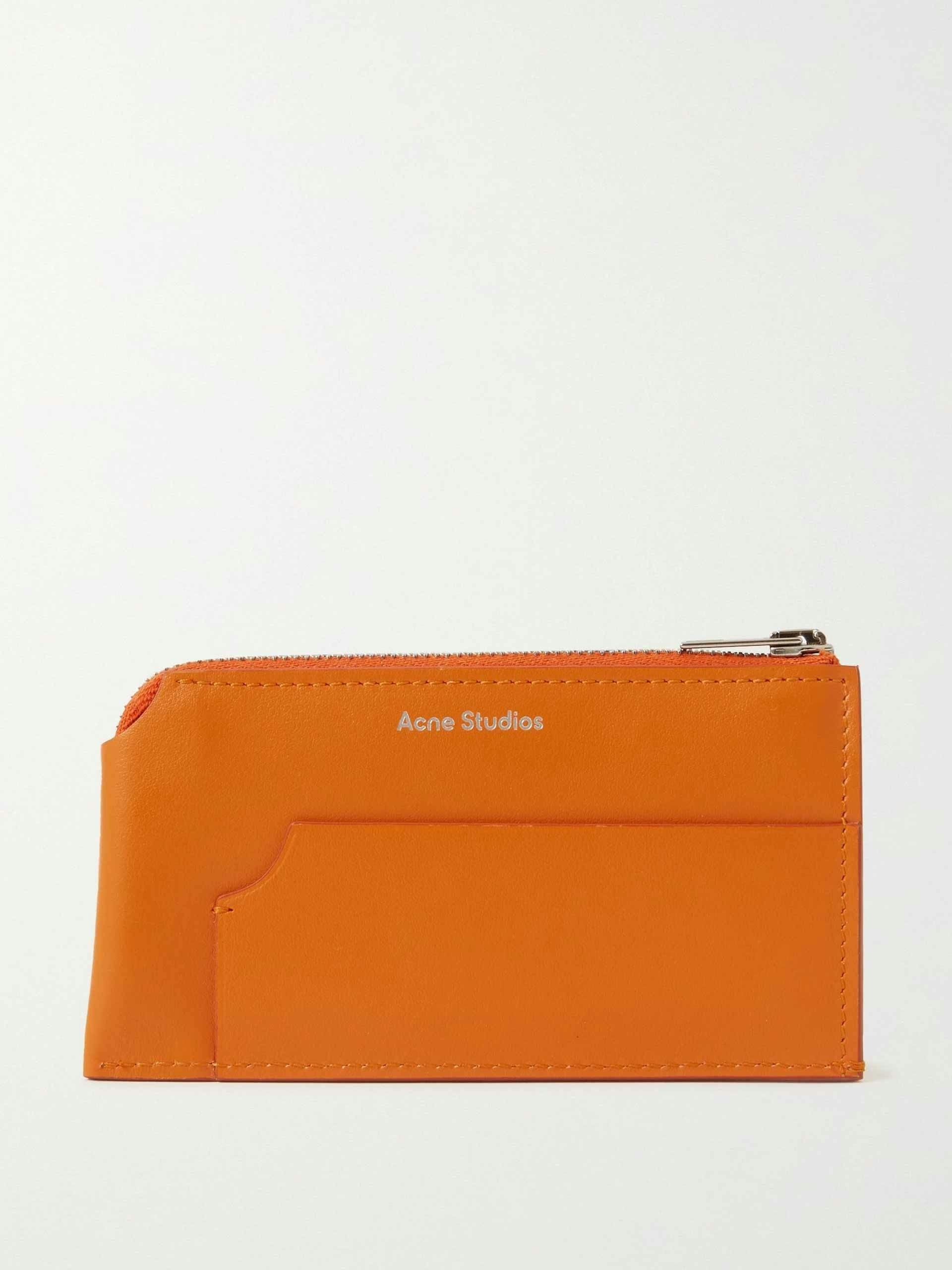 Orange leather zip-around wallet