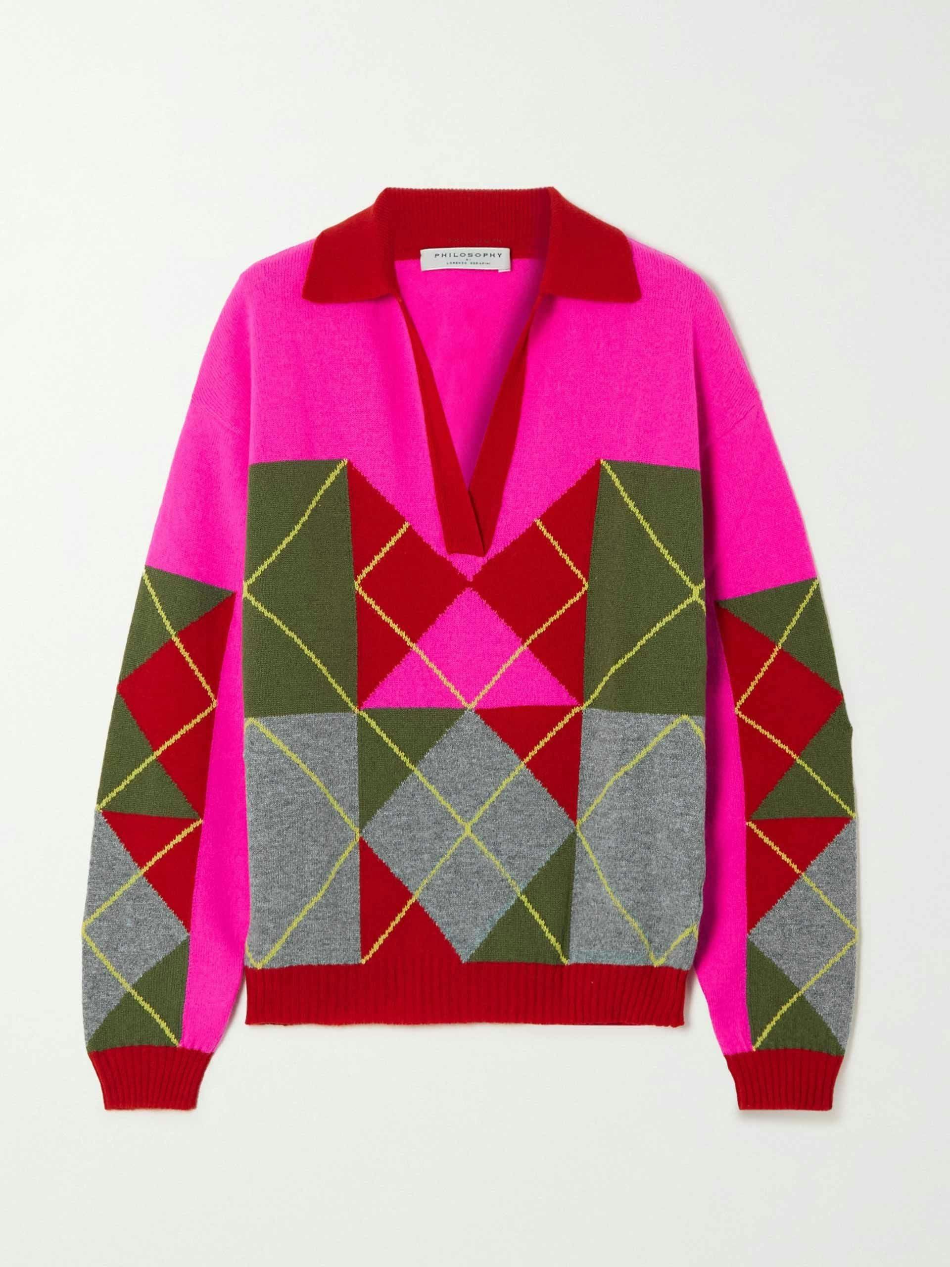 Patterned wool and cashmere-blend sweater