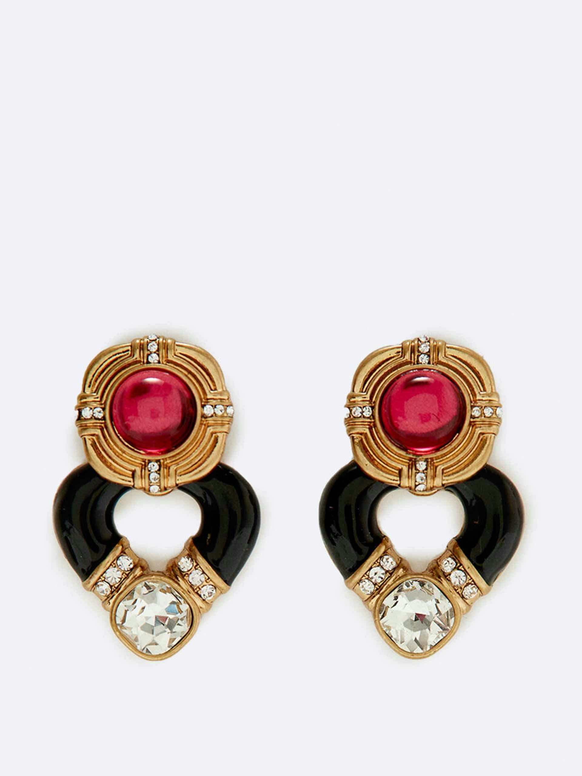Bejewelled gold-plated earrings