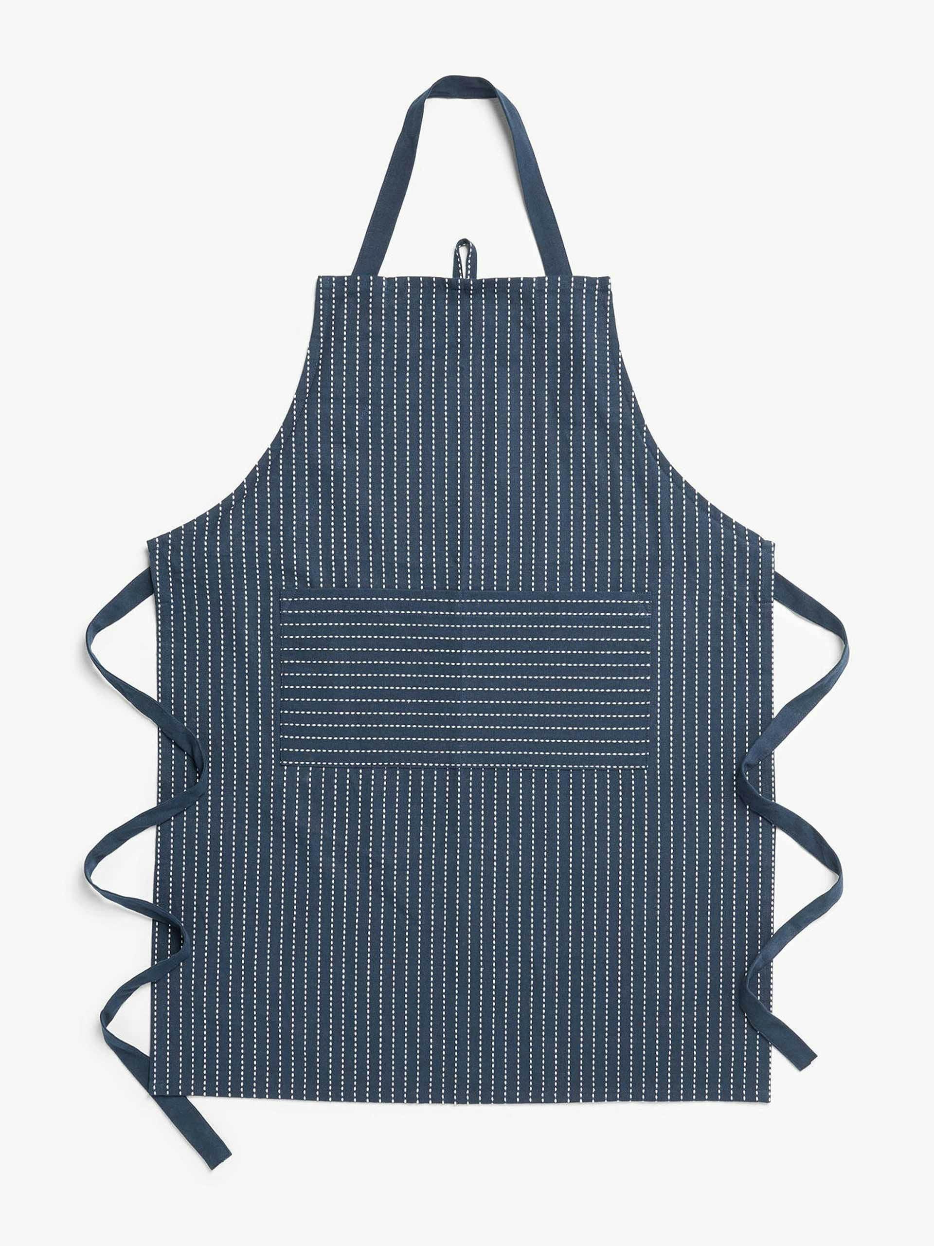 Dark blue striped apron