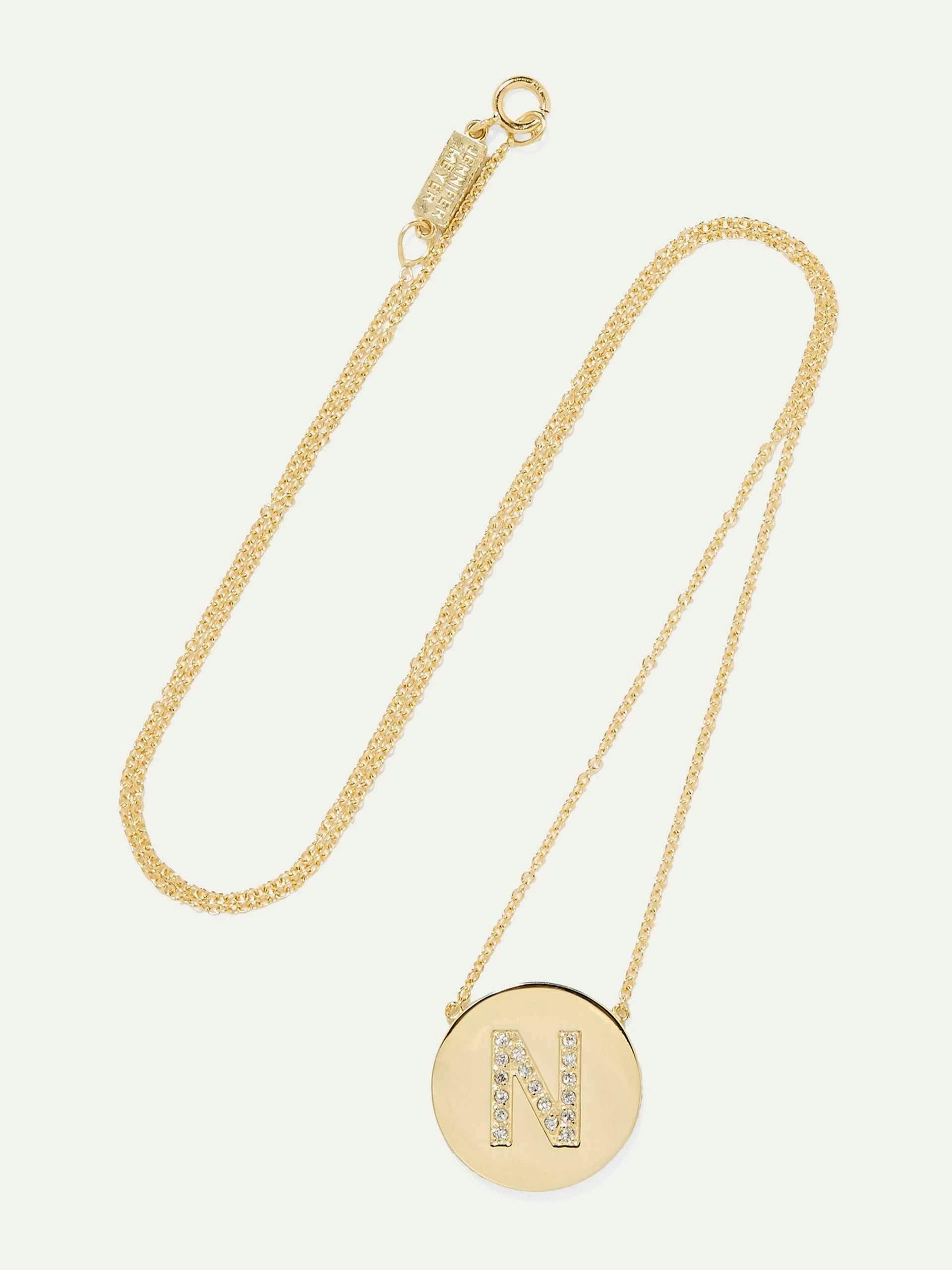 Alphabet gold diamond necklace