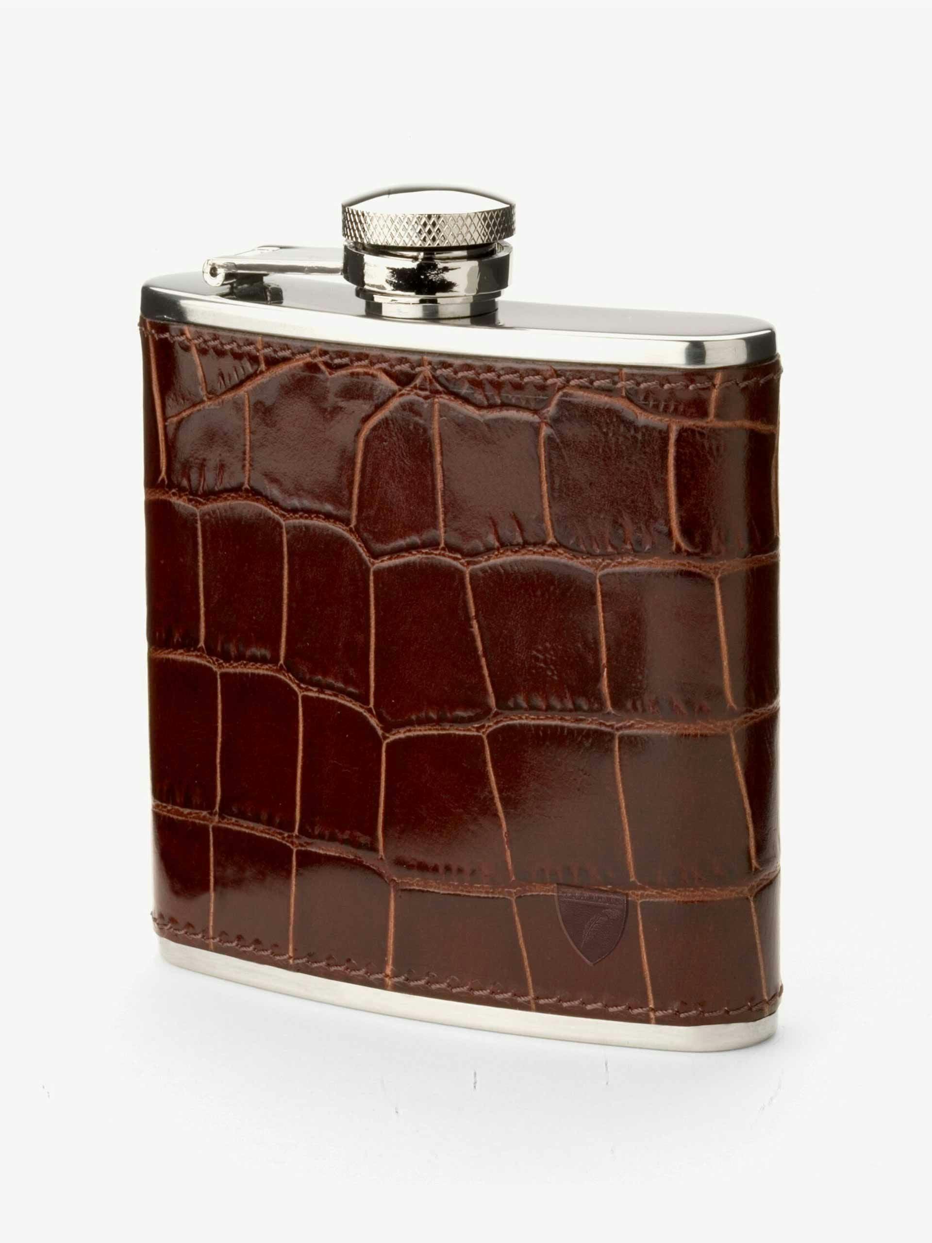 Brown leather hip flask