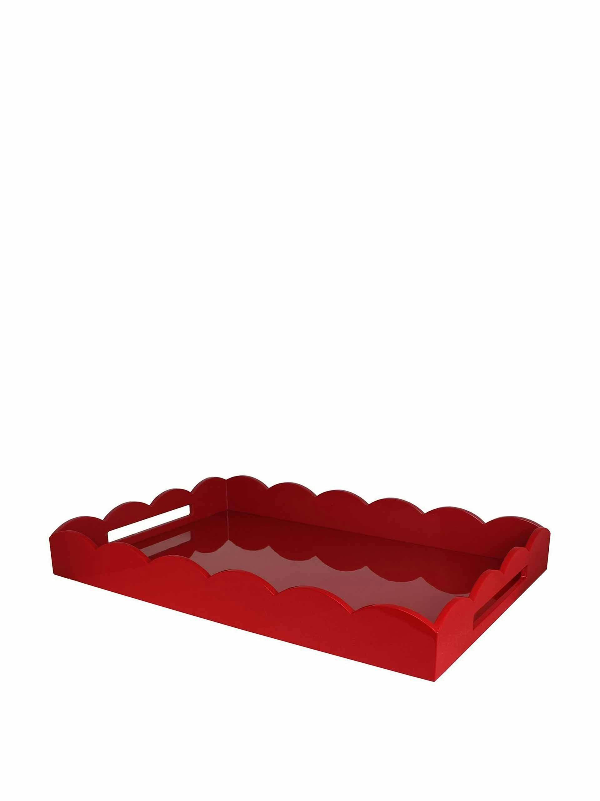 Burgundy lacquered scallop ottoman tray