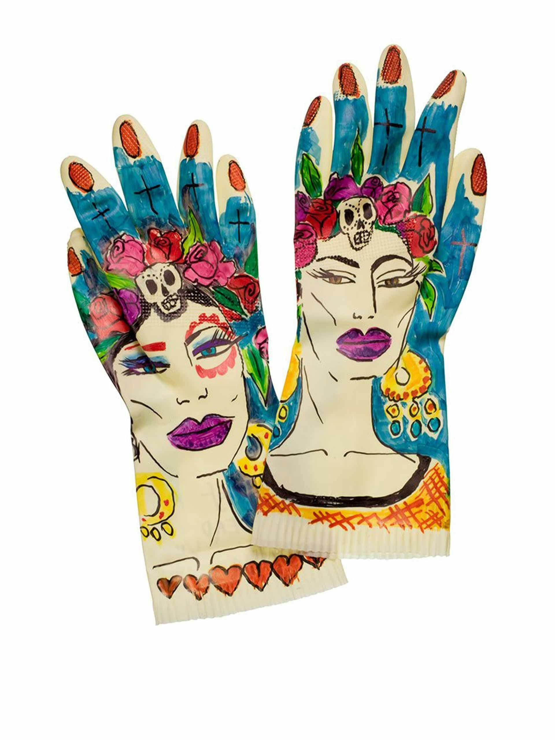 Limited edition hand drawn washing-up gloves