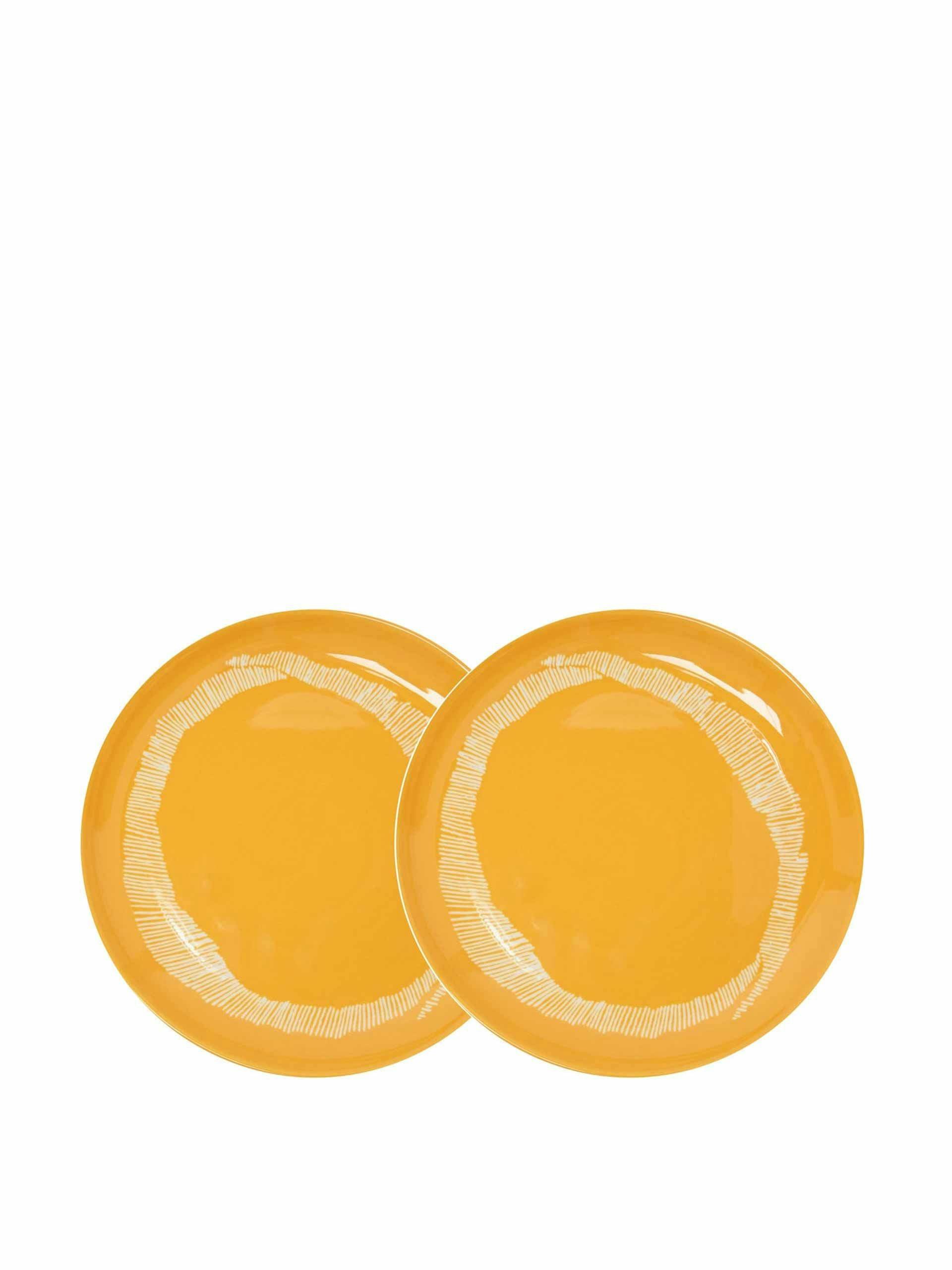 Pair of orange medium plates