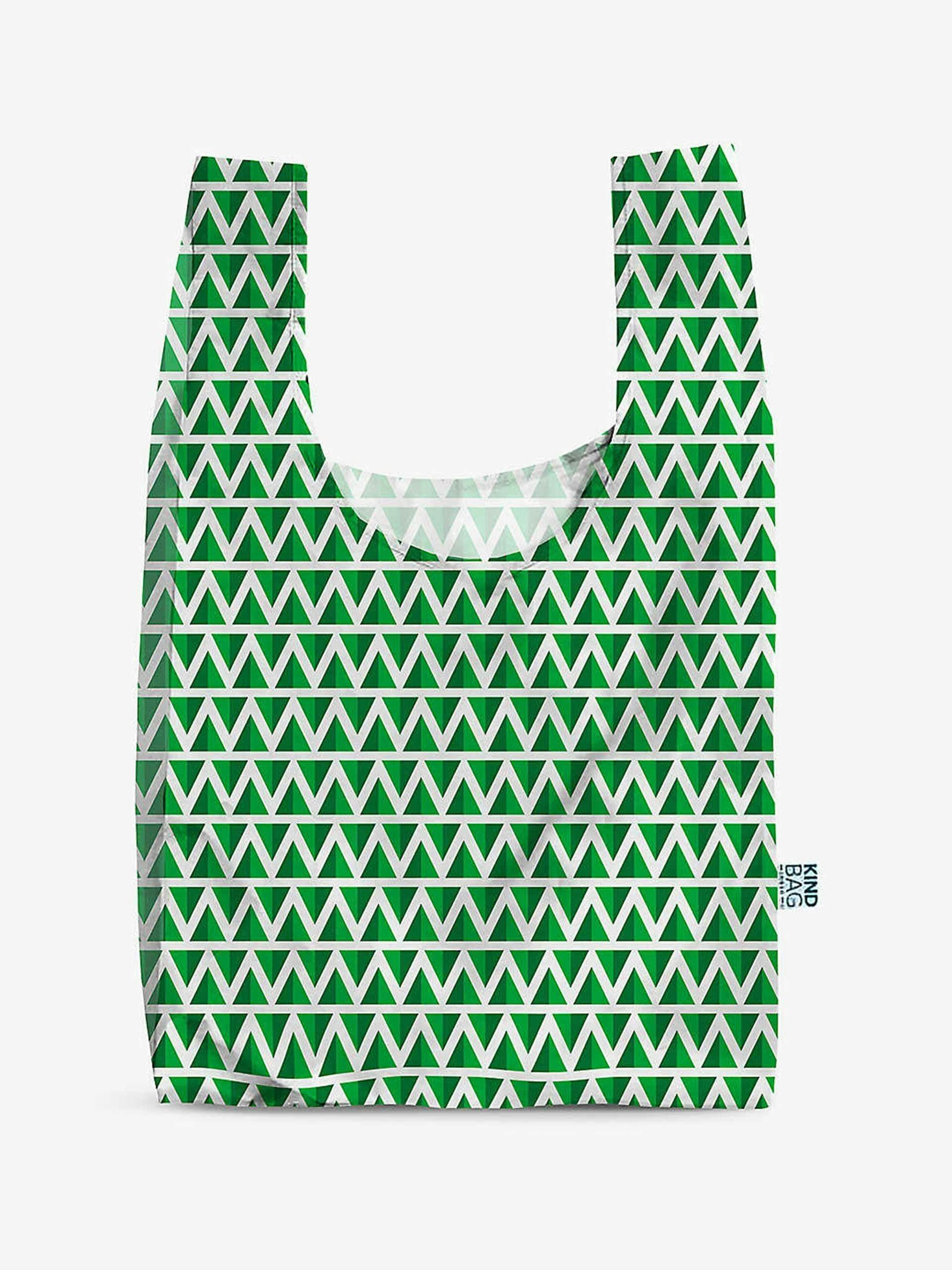 Geometric-print reusable woven bag