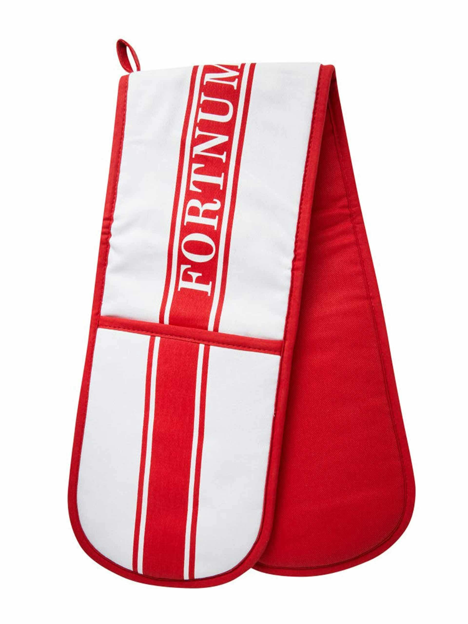 Red stripe double oven gloves