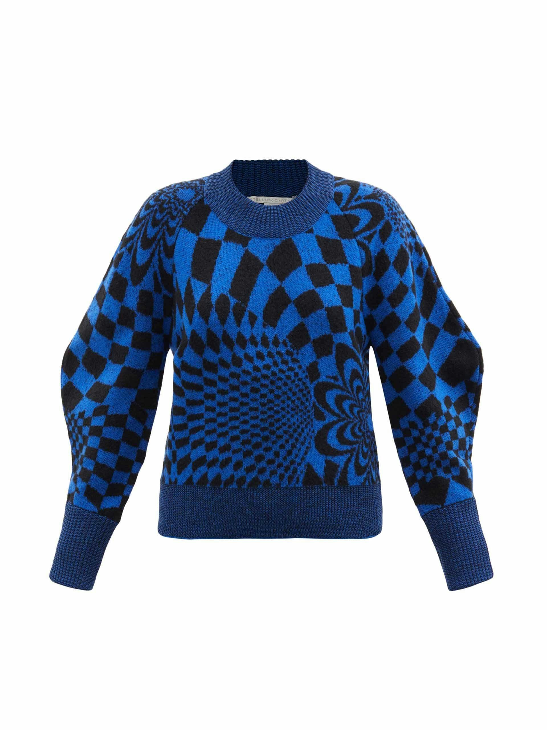 Geometric-intarsia wool-blend sweater
