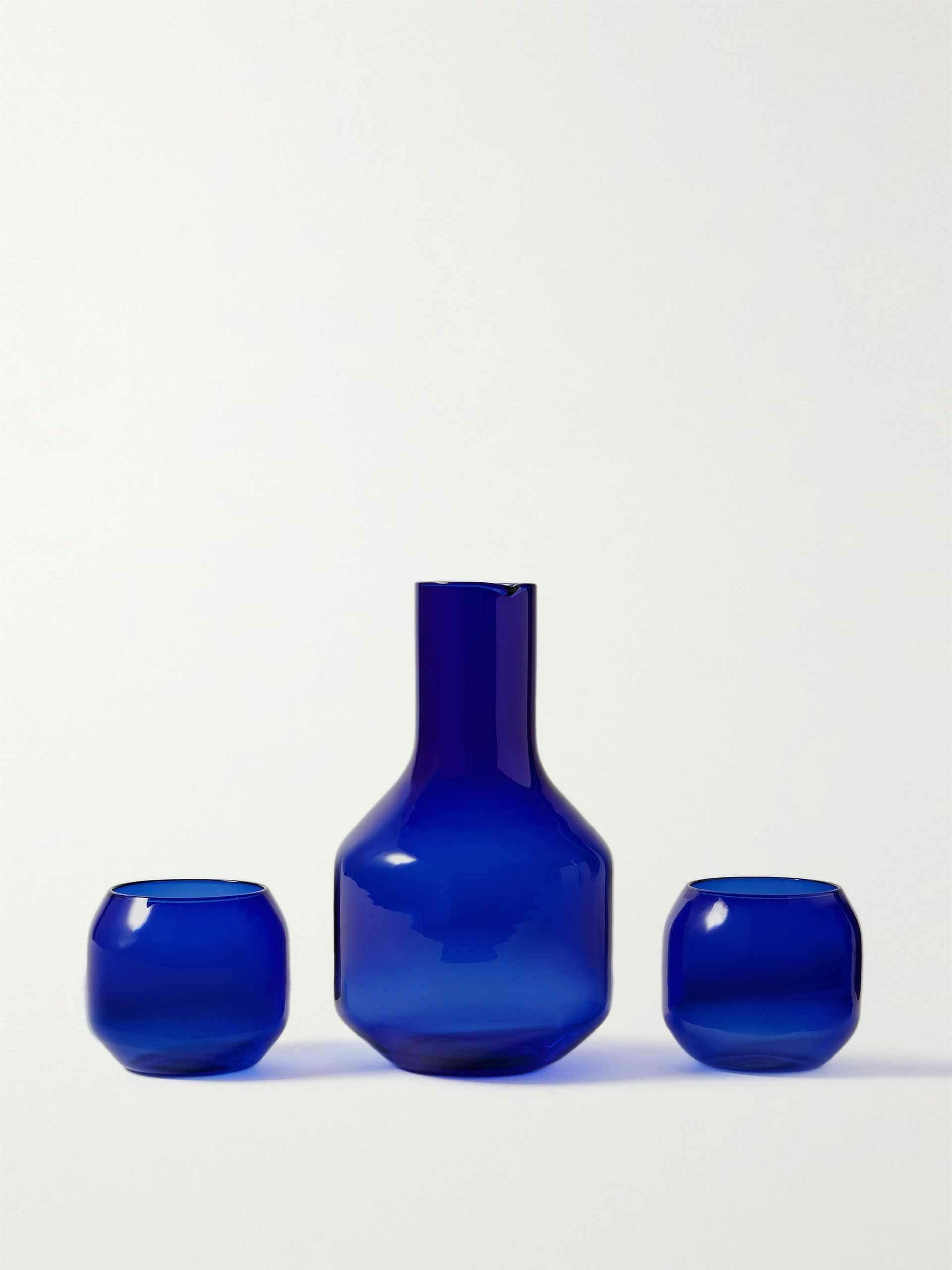 Blue carafe and glasses set
