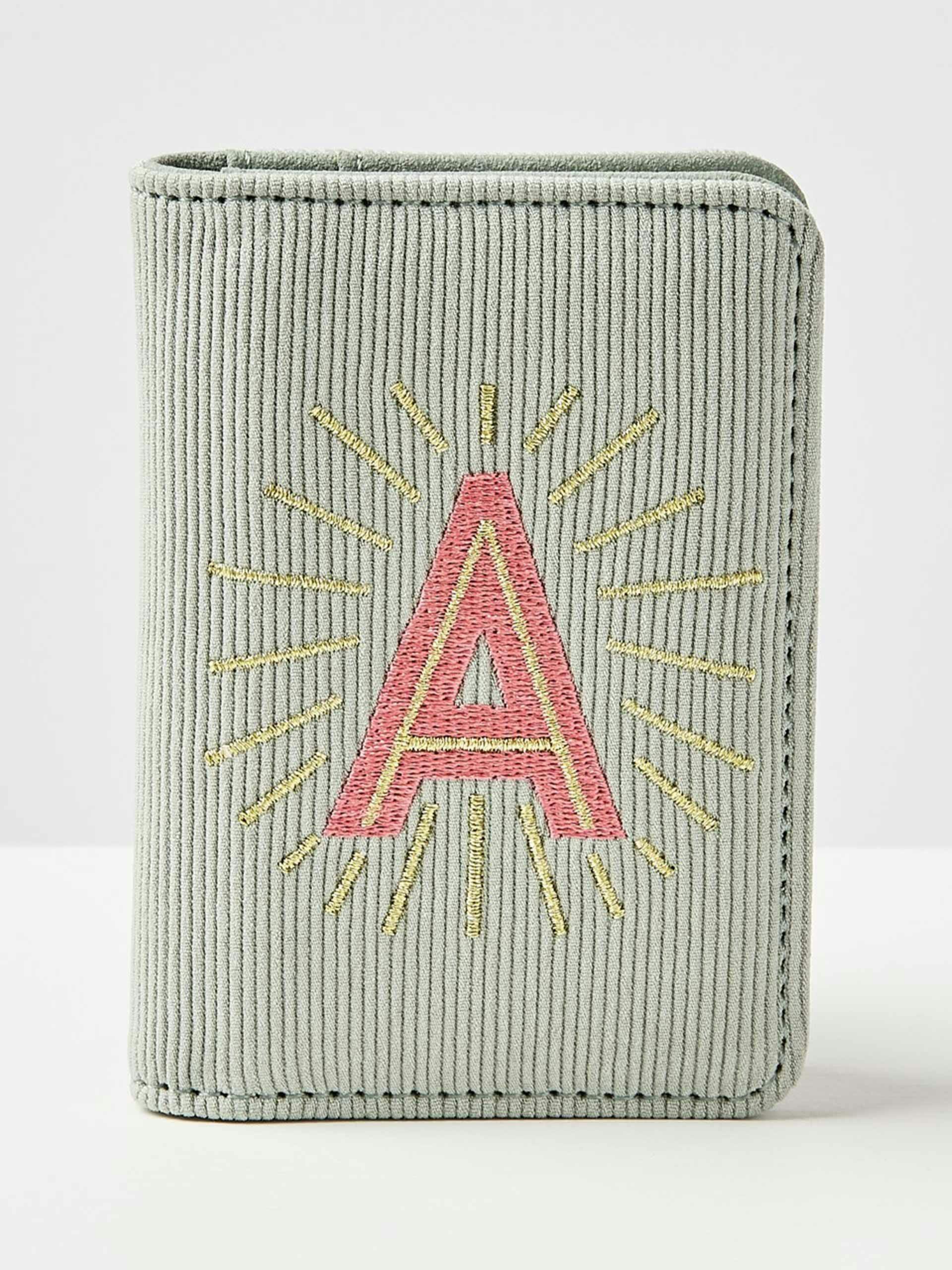 Corduroy embroidered alphabet card holder