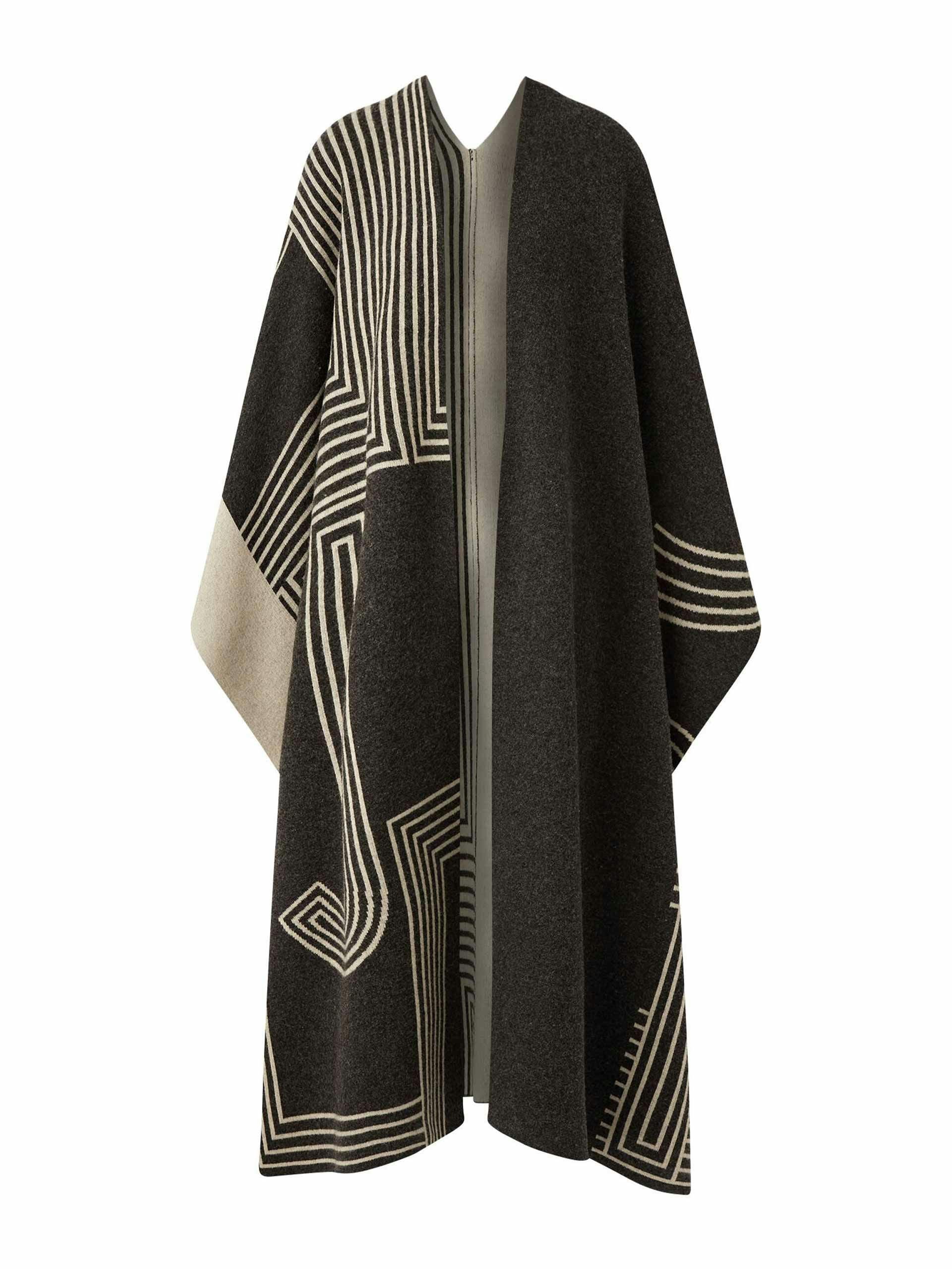 Patterned wool poncho