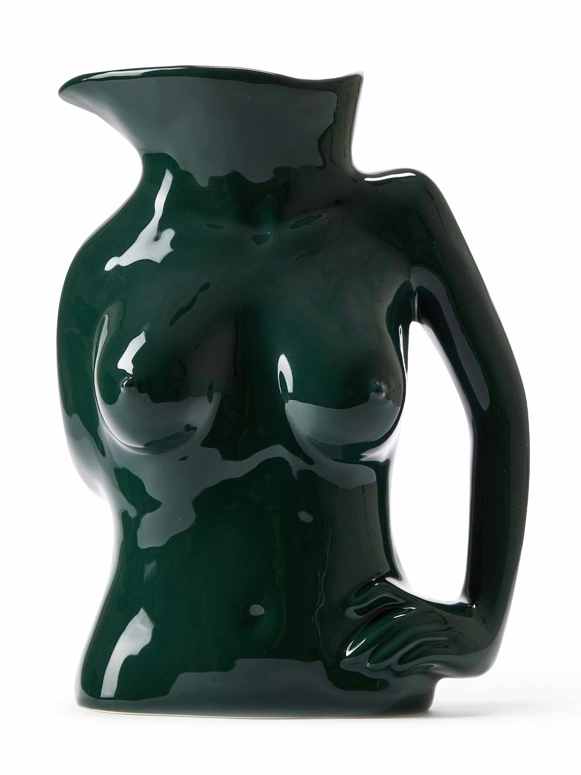 Green female form jug