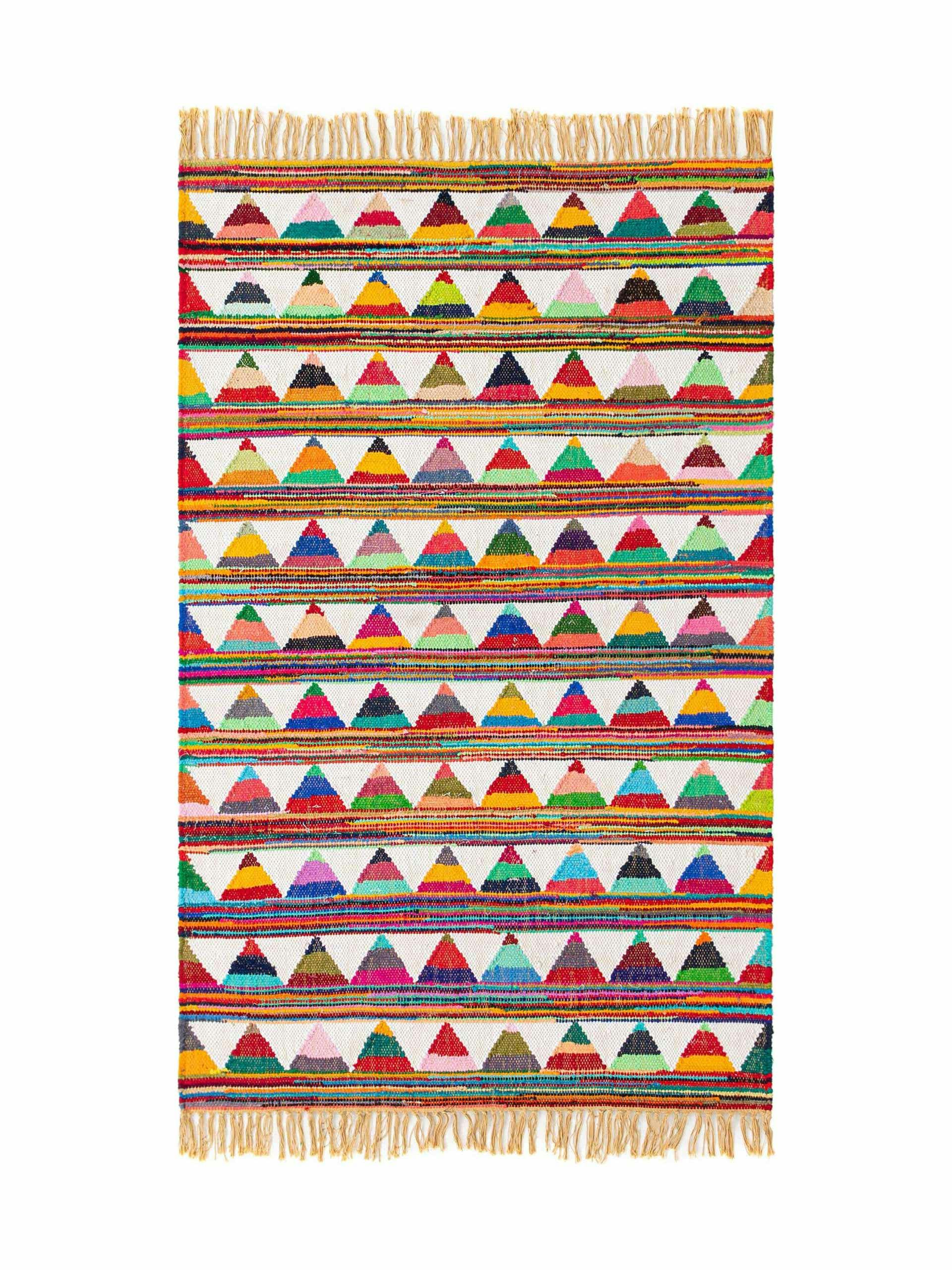 Multicolour chindi trellis rug