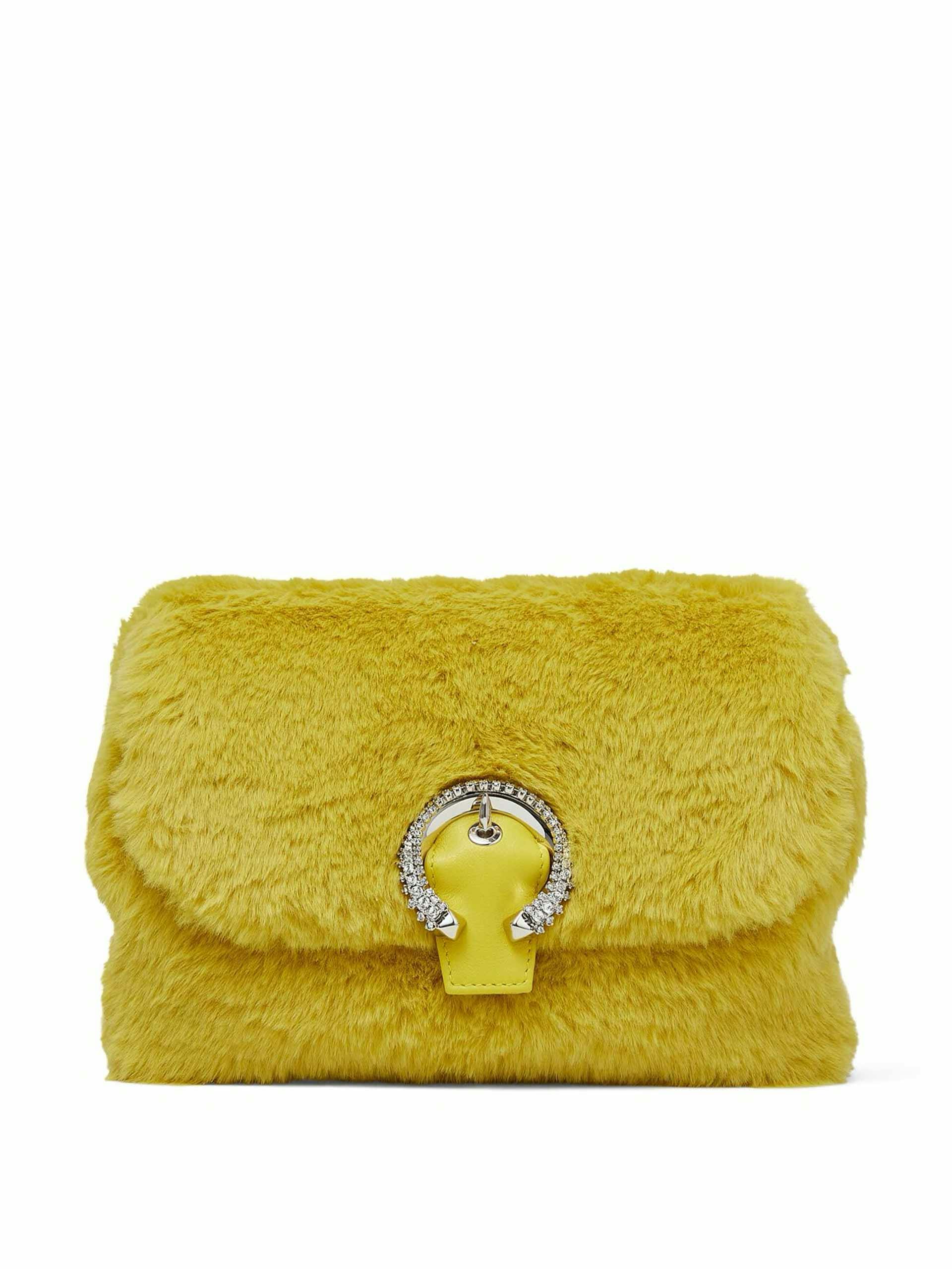 Yellow faux fur mini bag