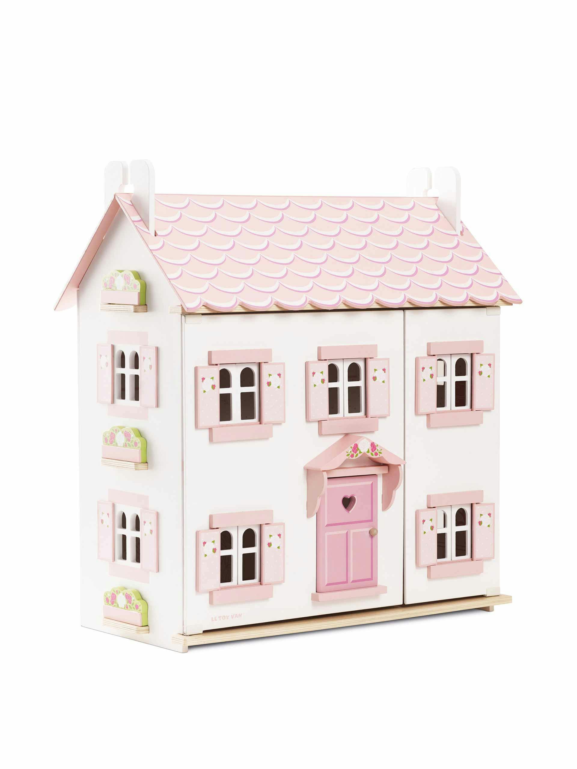 Baby pink wooden dolls house