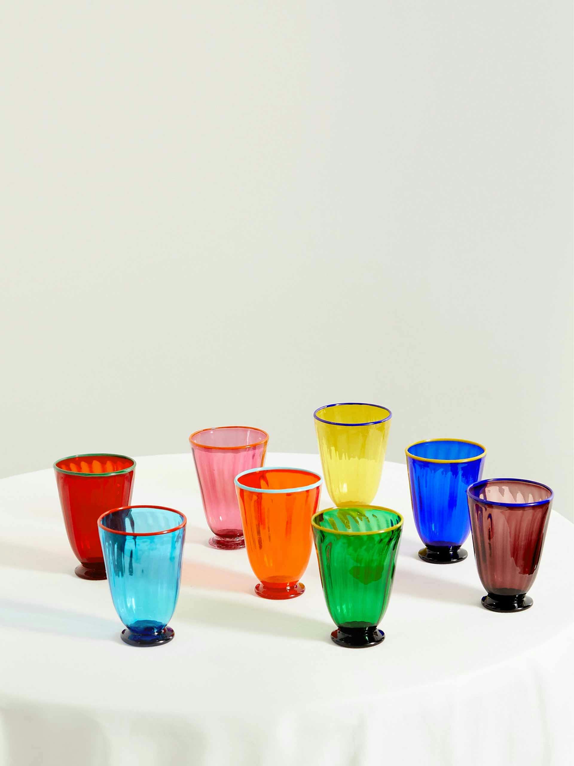 Set of eight rainbow glasses