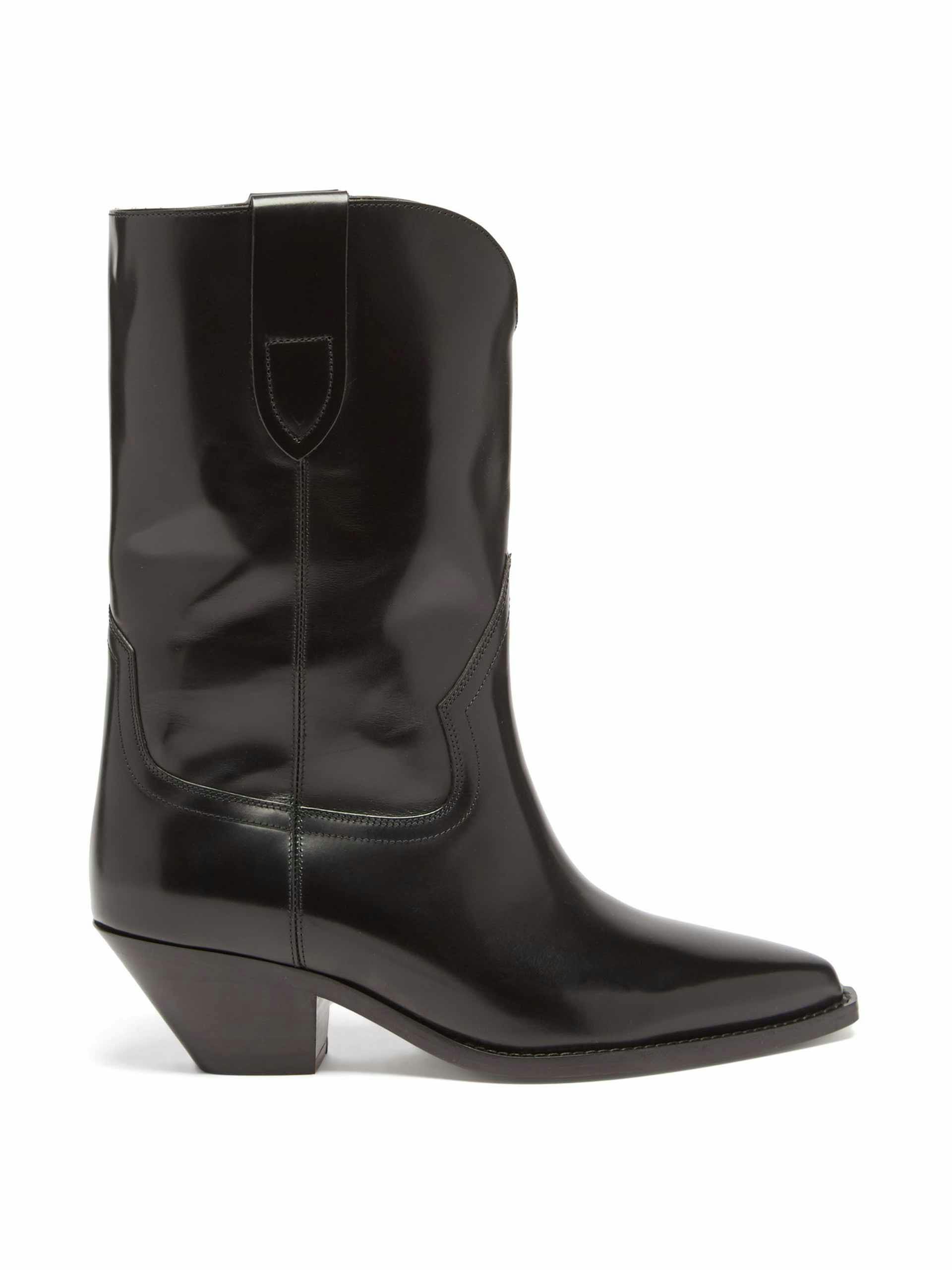 Black dahope leather boots