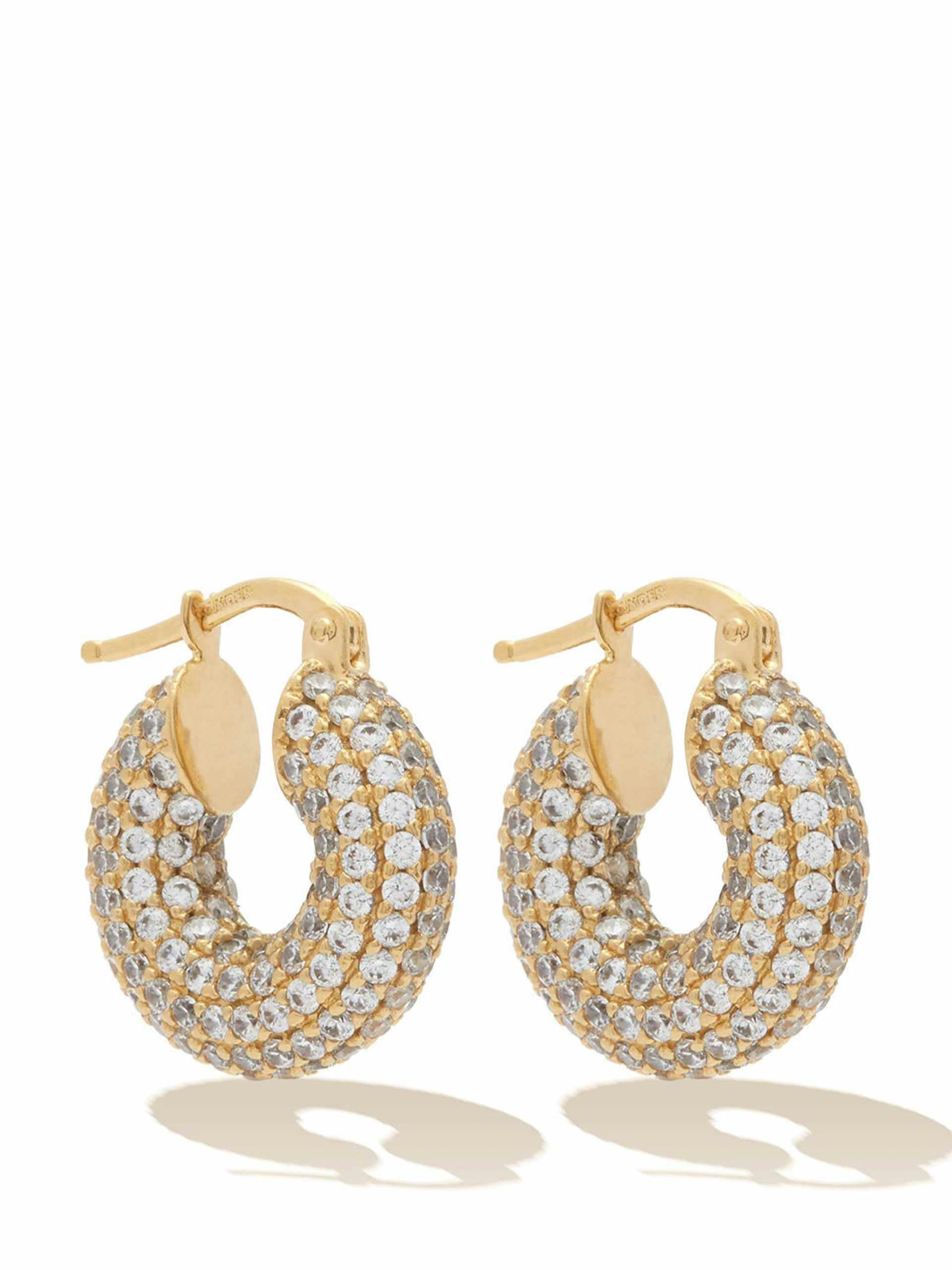 Metallic zircon embellished hoop earrings