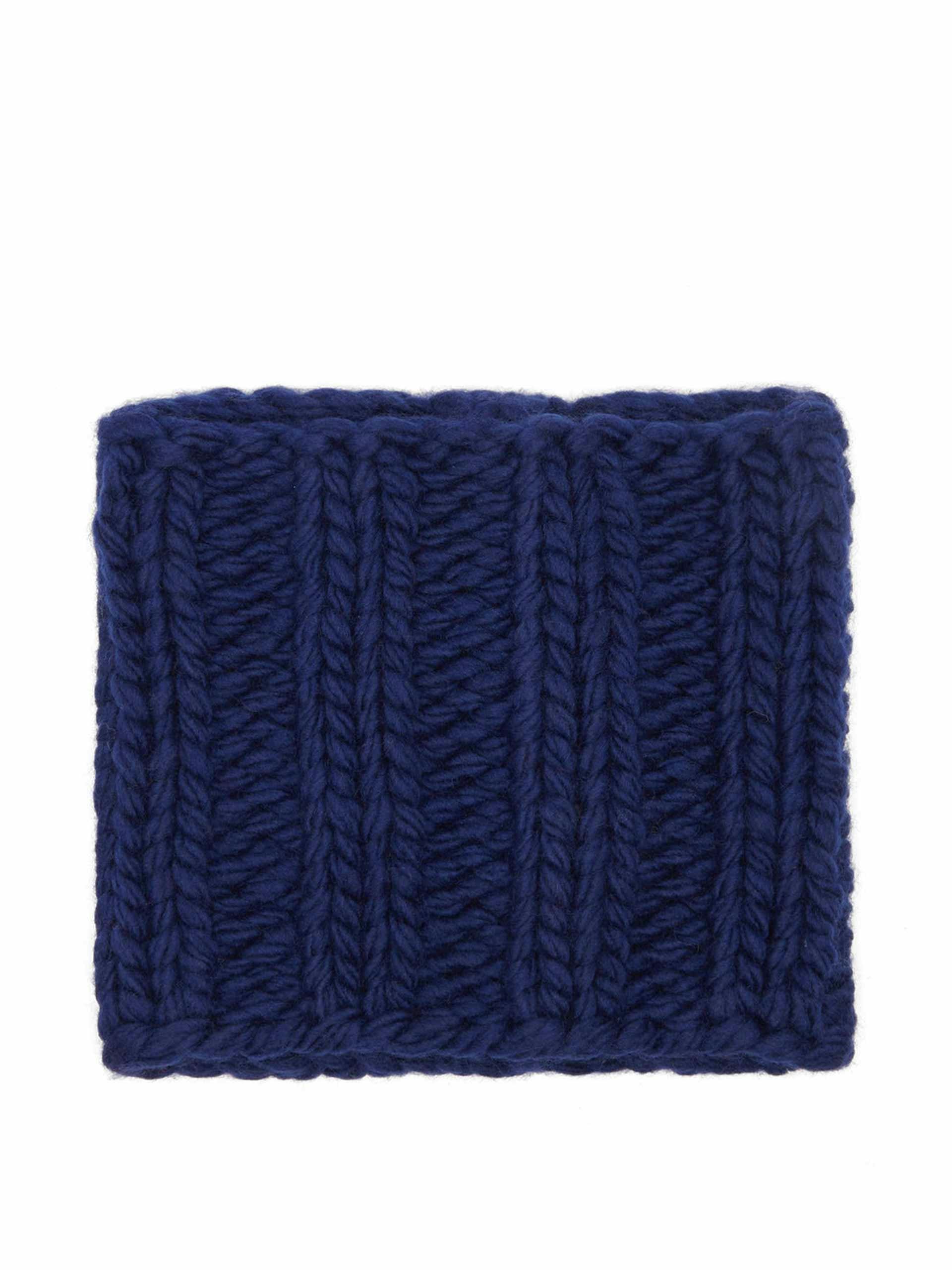 Navy ribbed-knit wool snood