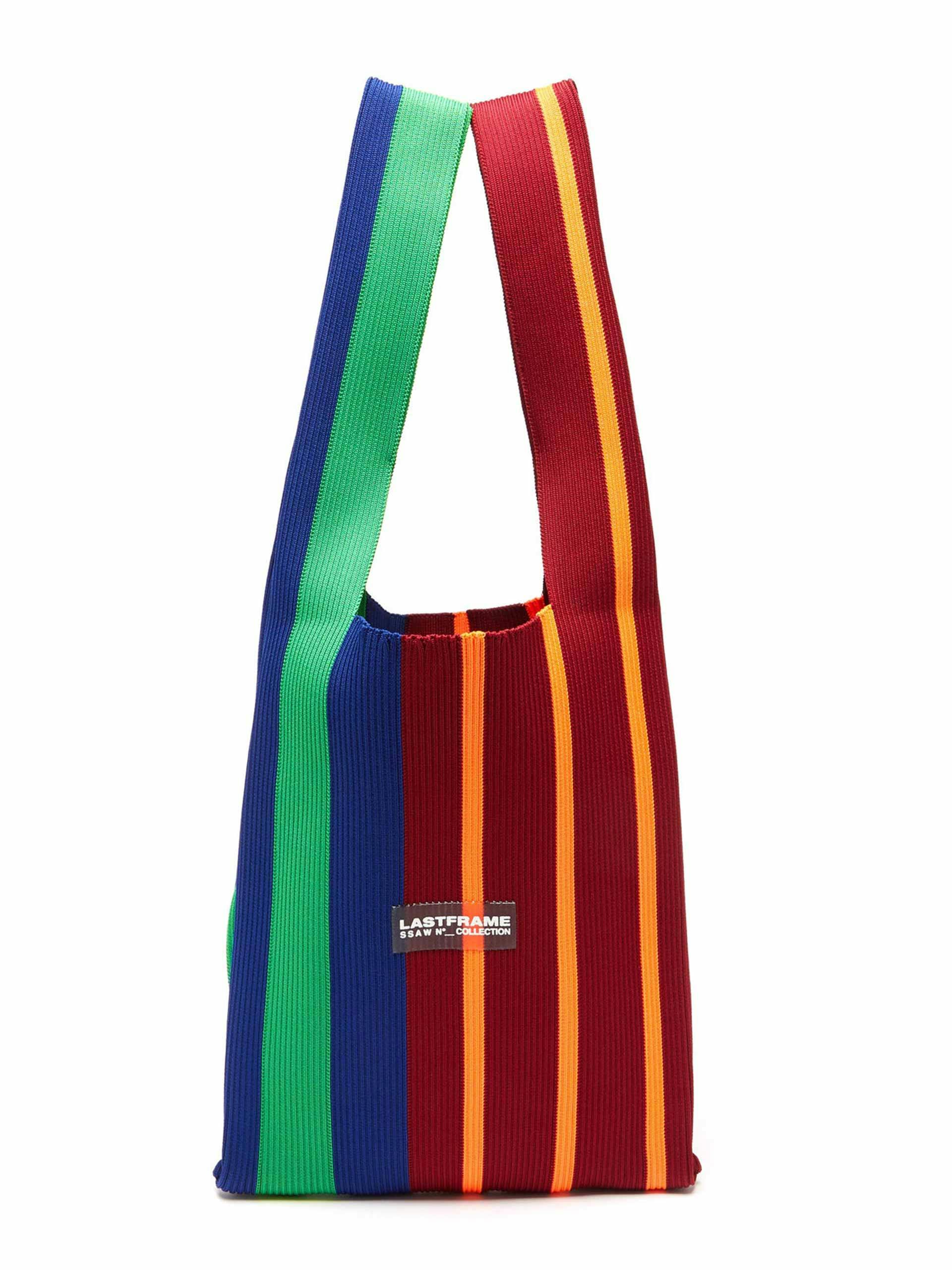 Stripe ribbed-knit tote bag