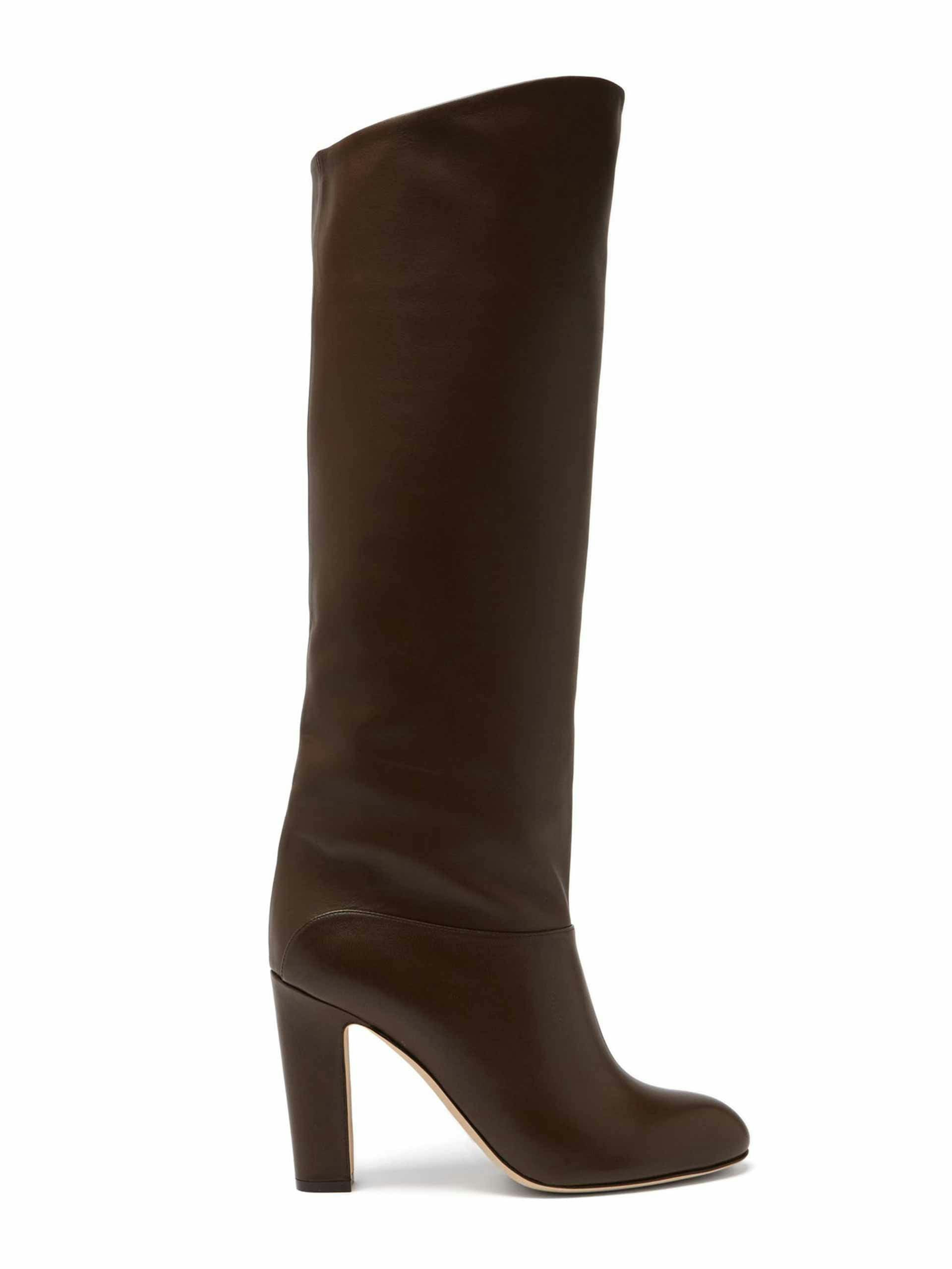 Brown leather knee high boots