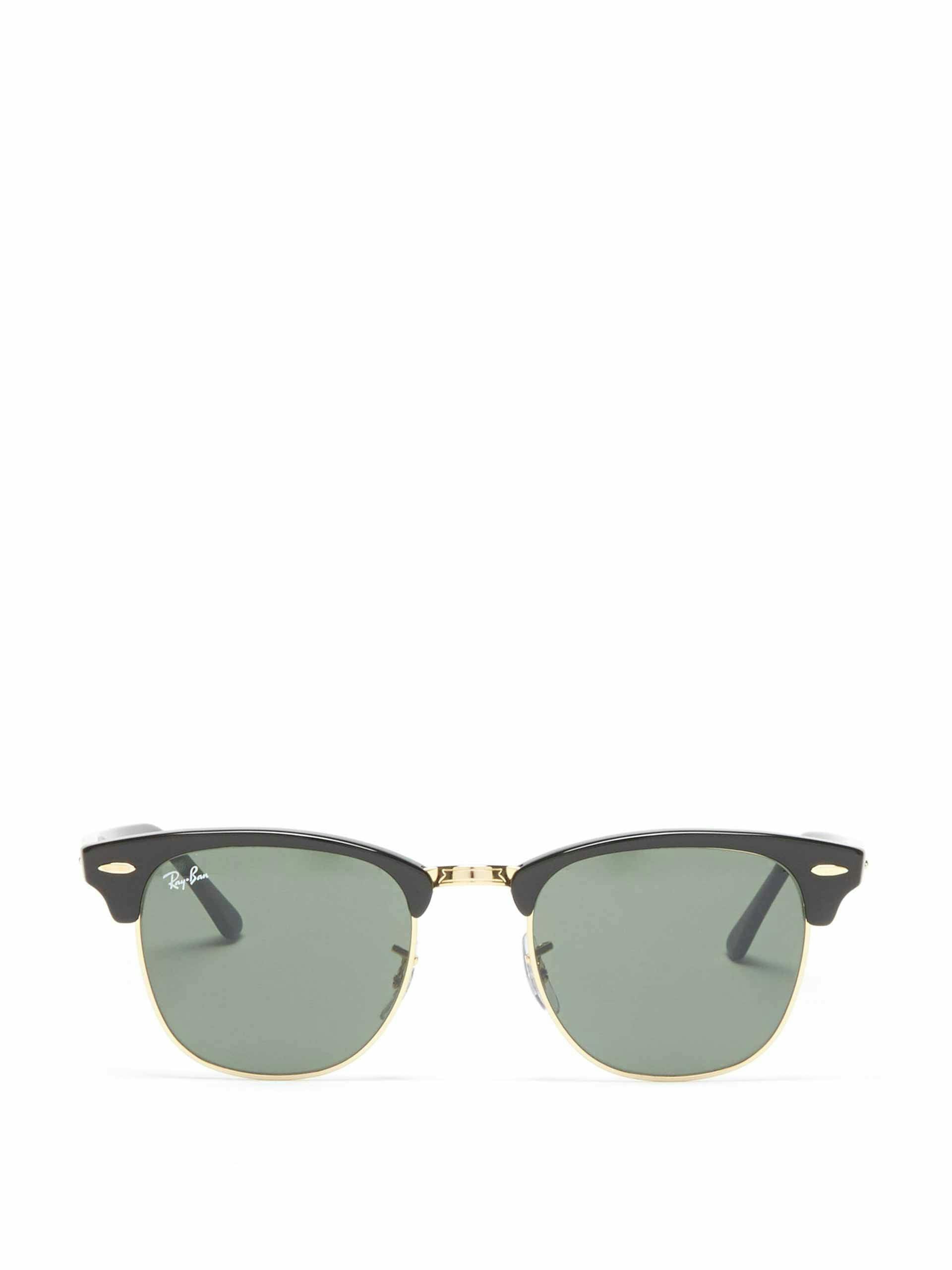 Black square acetate metal sunglasses