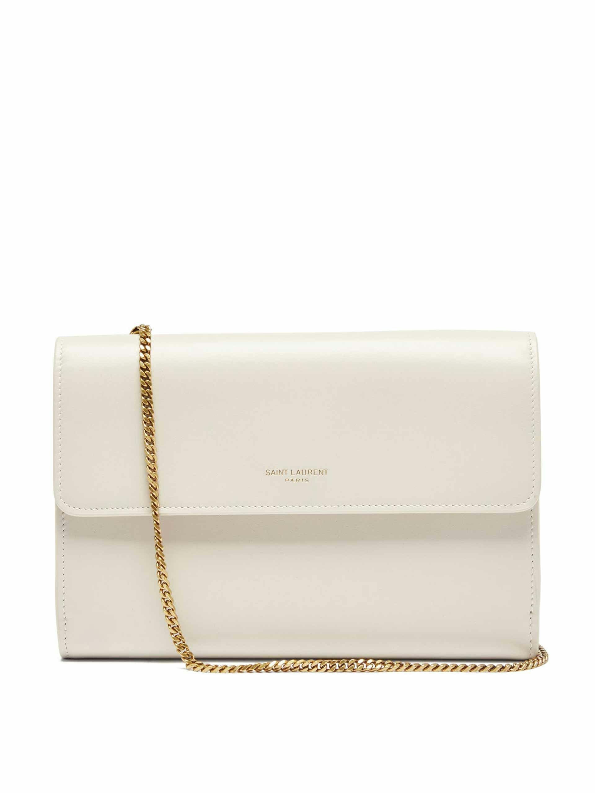 Cream chain strap wallet bag