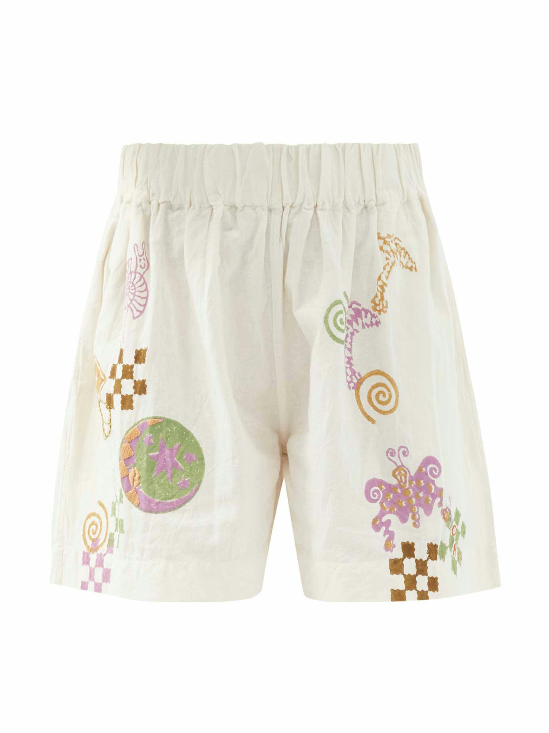 Embroidered cotton shorts