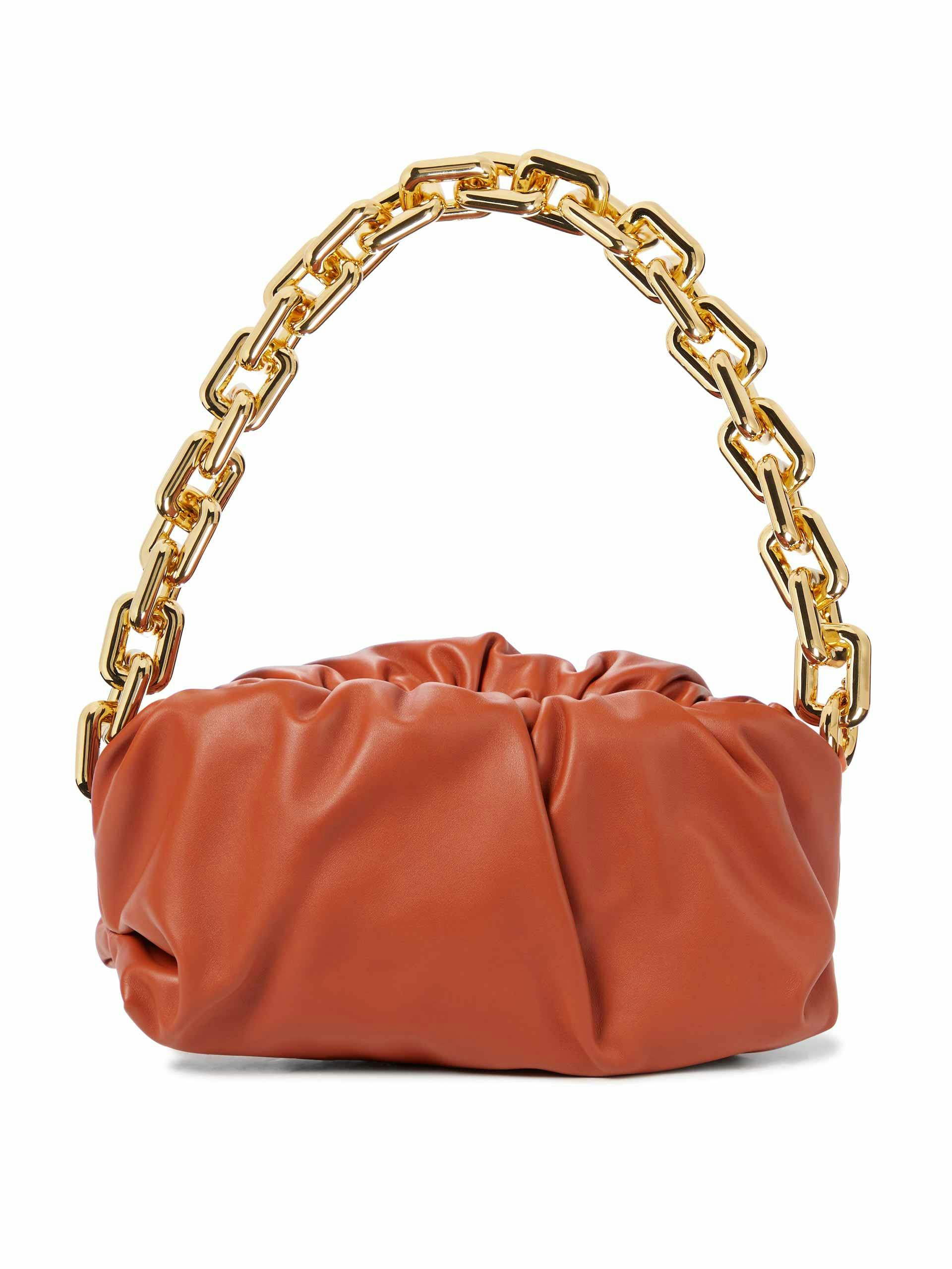 Chain pouch leather shoulder bag
