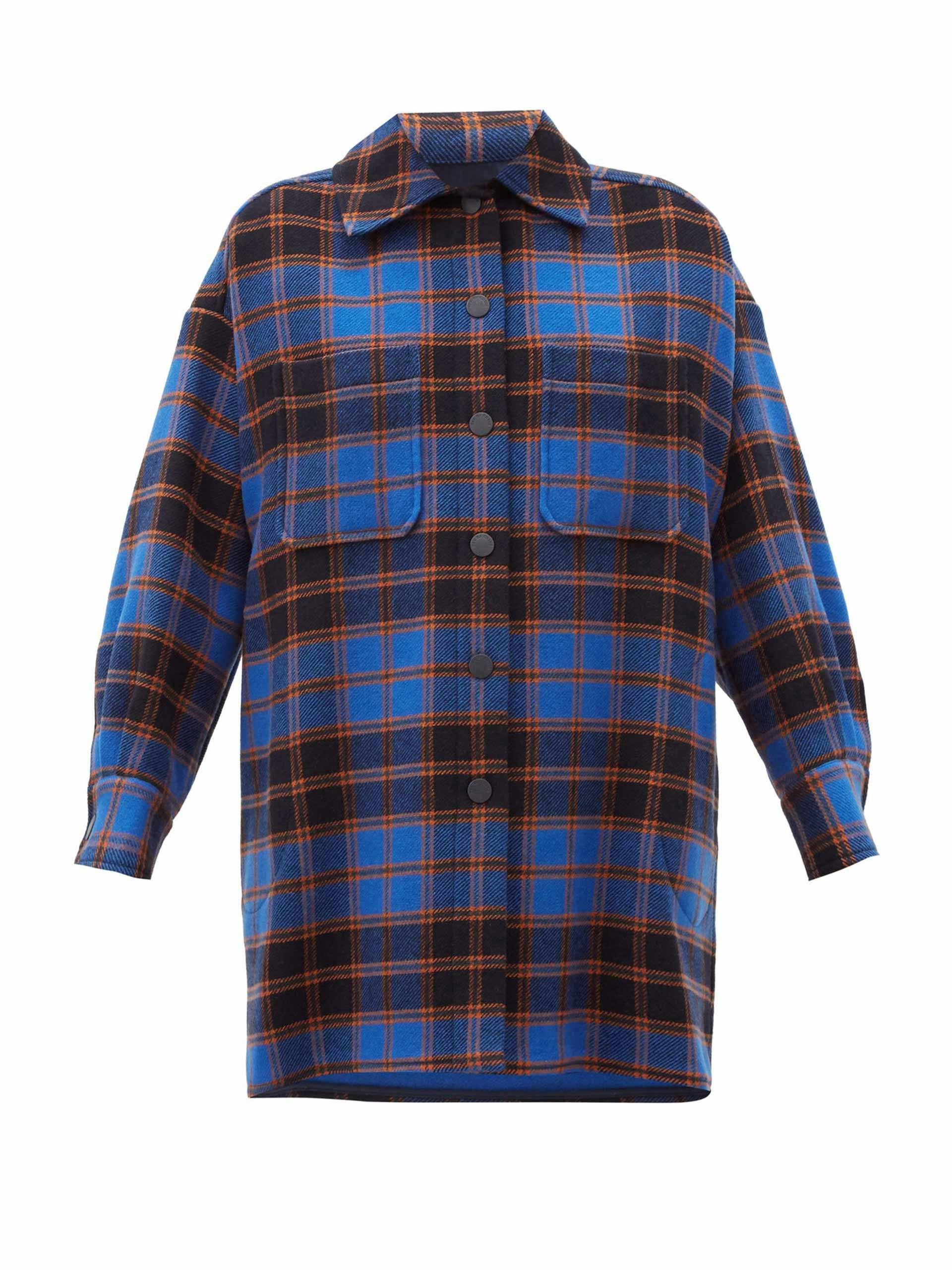 Blue checked flannel overshirt