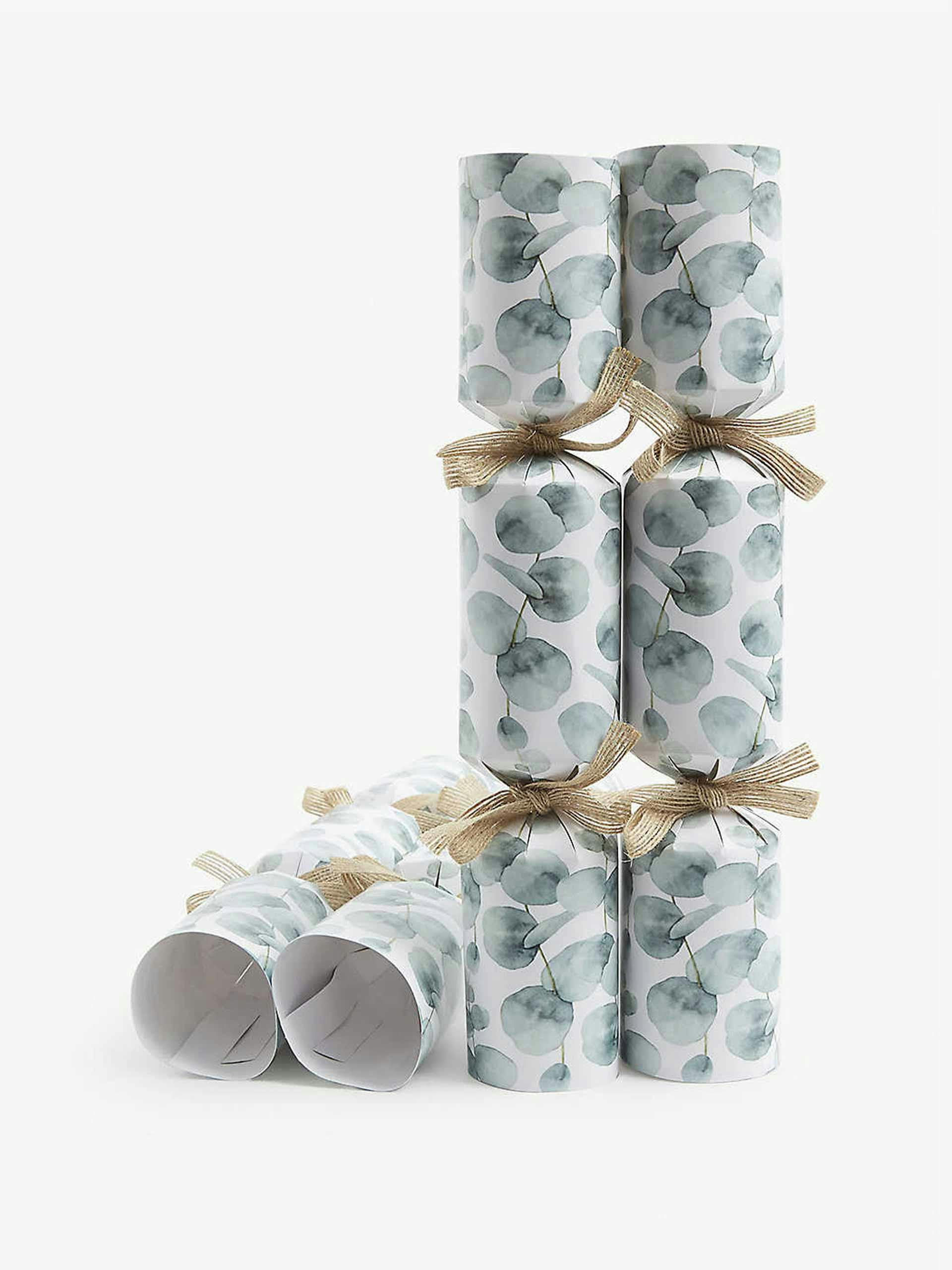 Eucalyptus-print Christmas crackers set of six
