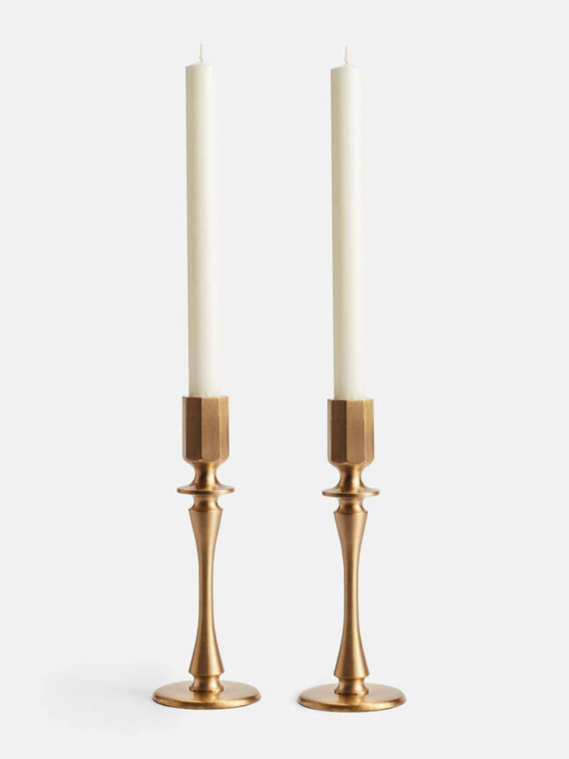 Brushed brass candle holders