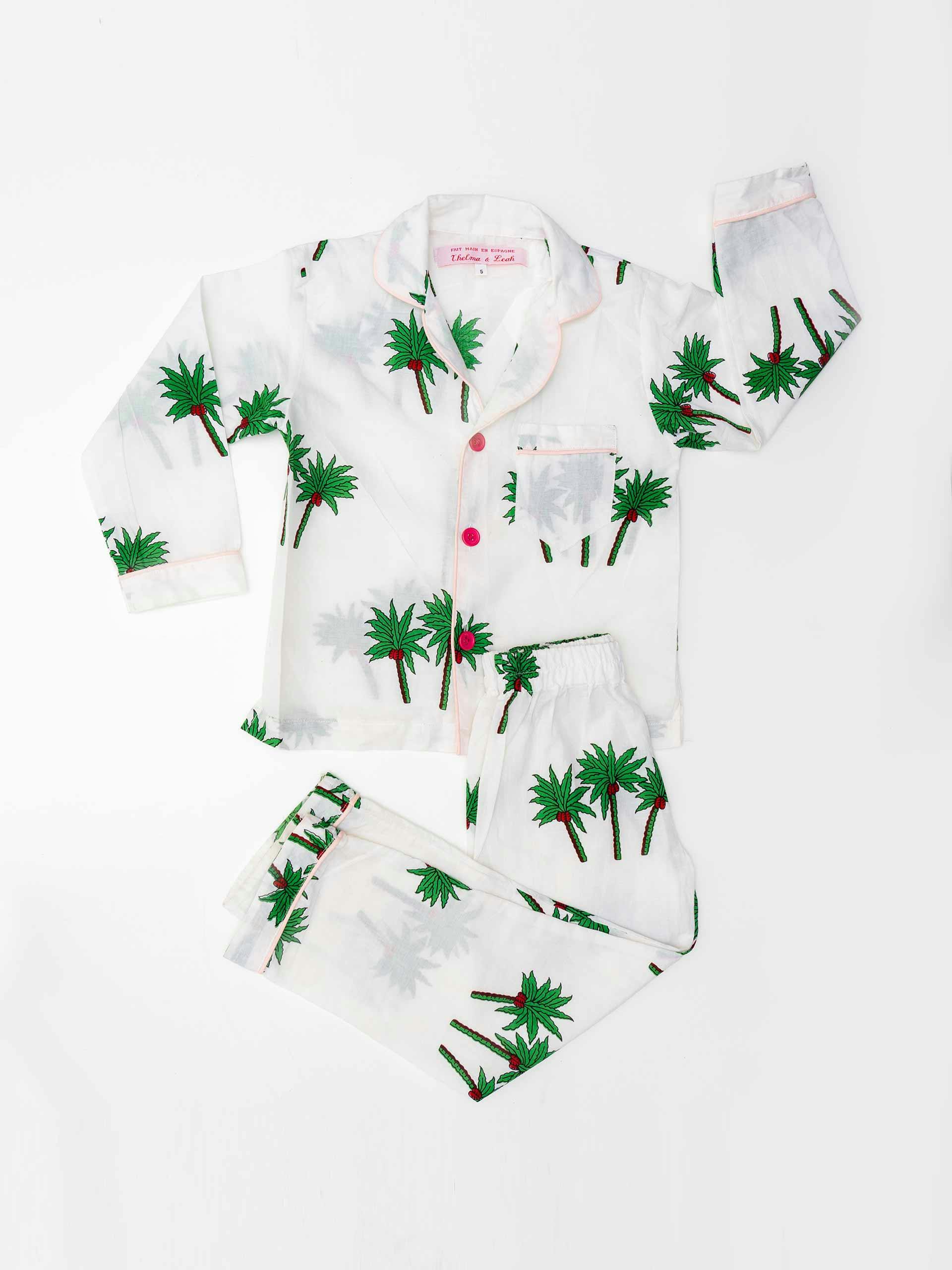 Kids palm tree cotton pyjamas